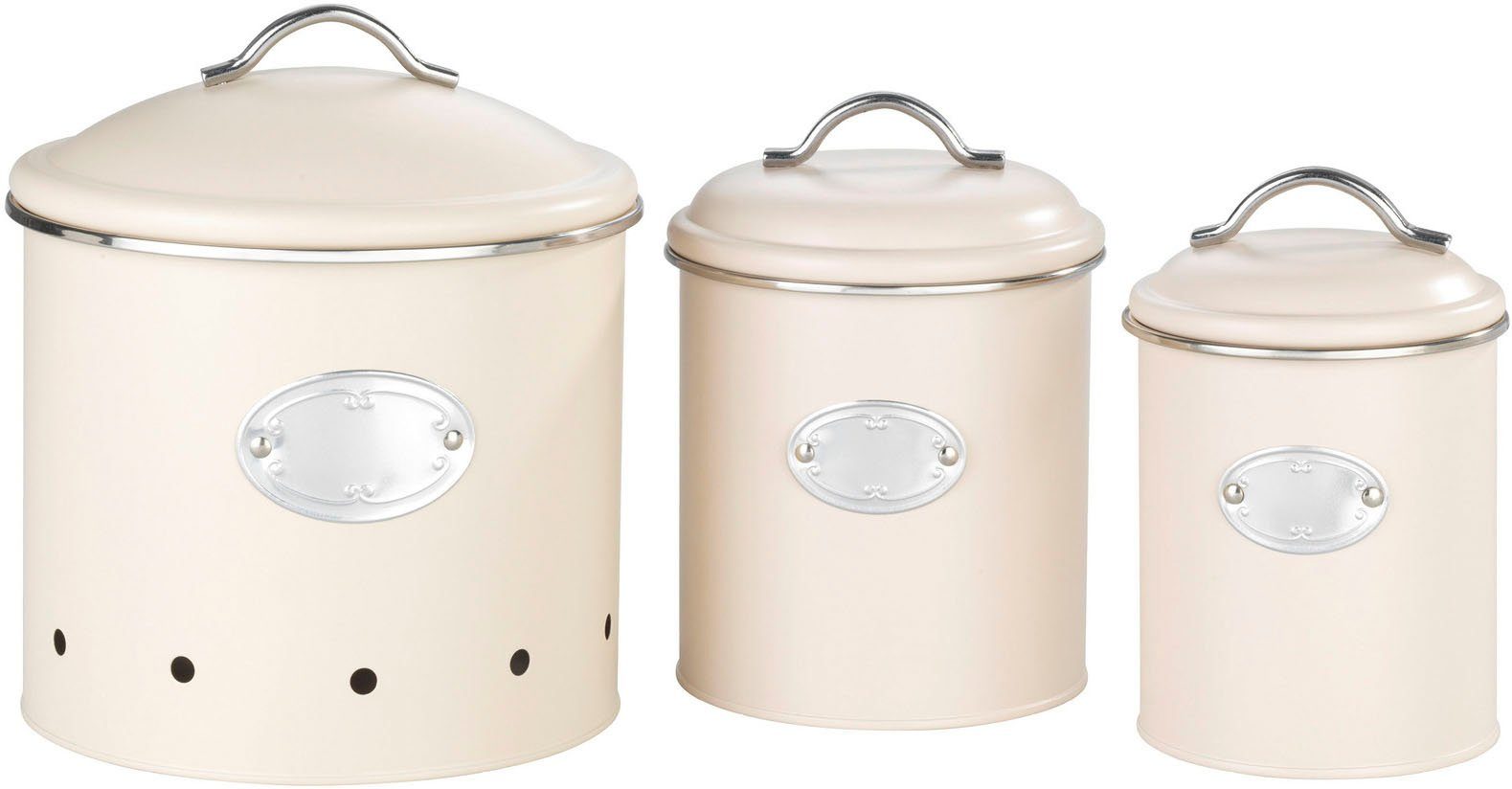 WENKO Voorraadbus In retro-stijl Opbergdozen voor voorraad en voedsel, 3 maten (set, 3-delig) voedsel bewaardozen wit