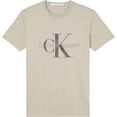 calvin klein t-shirt monogram logo slim tee beige