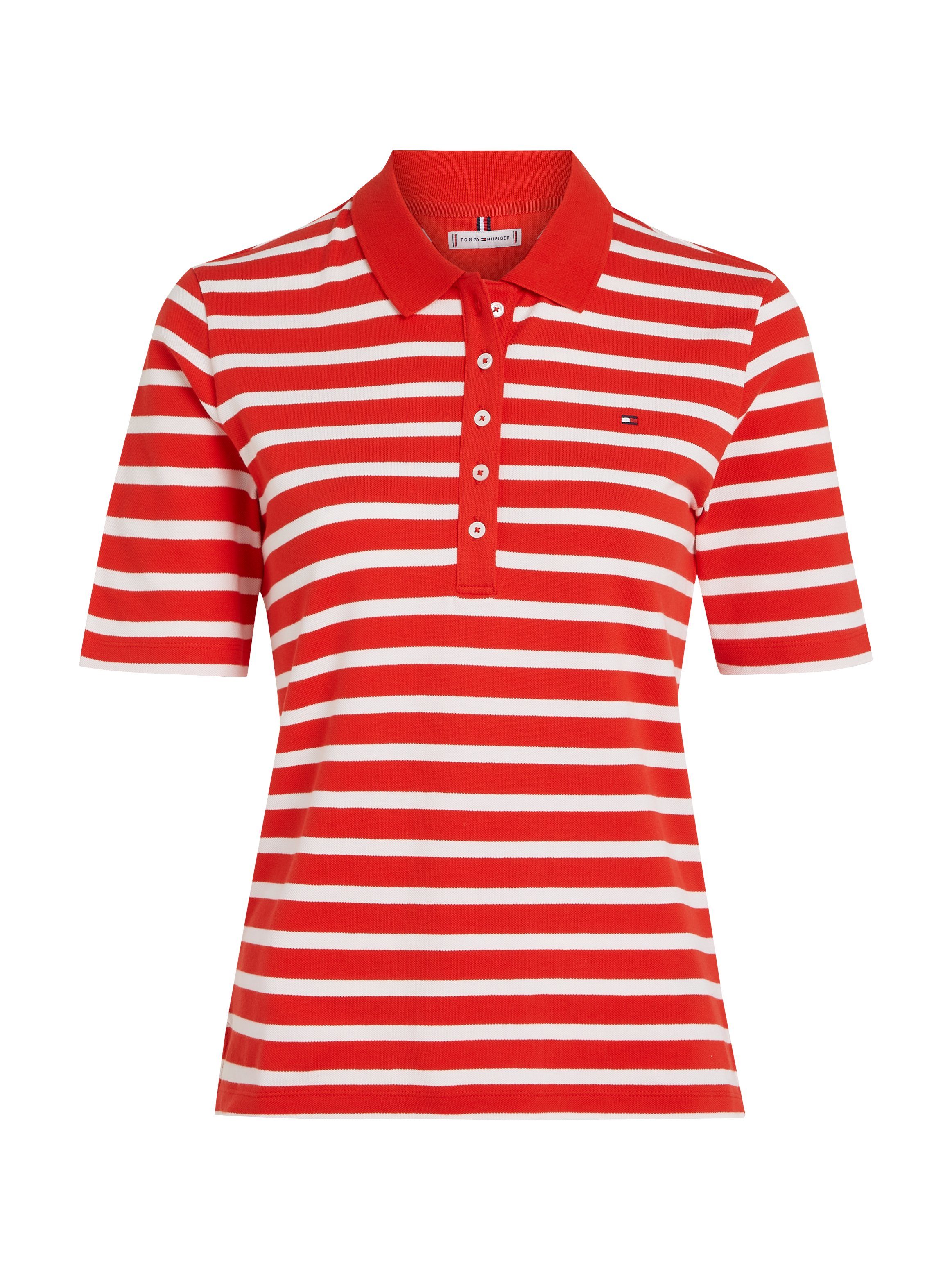 Tommy Hilfiger Poloshirt 1985 REG PIQUE STRIPE POLO SS met discreet geborduurd tommy hilfiger logo