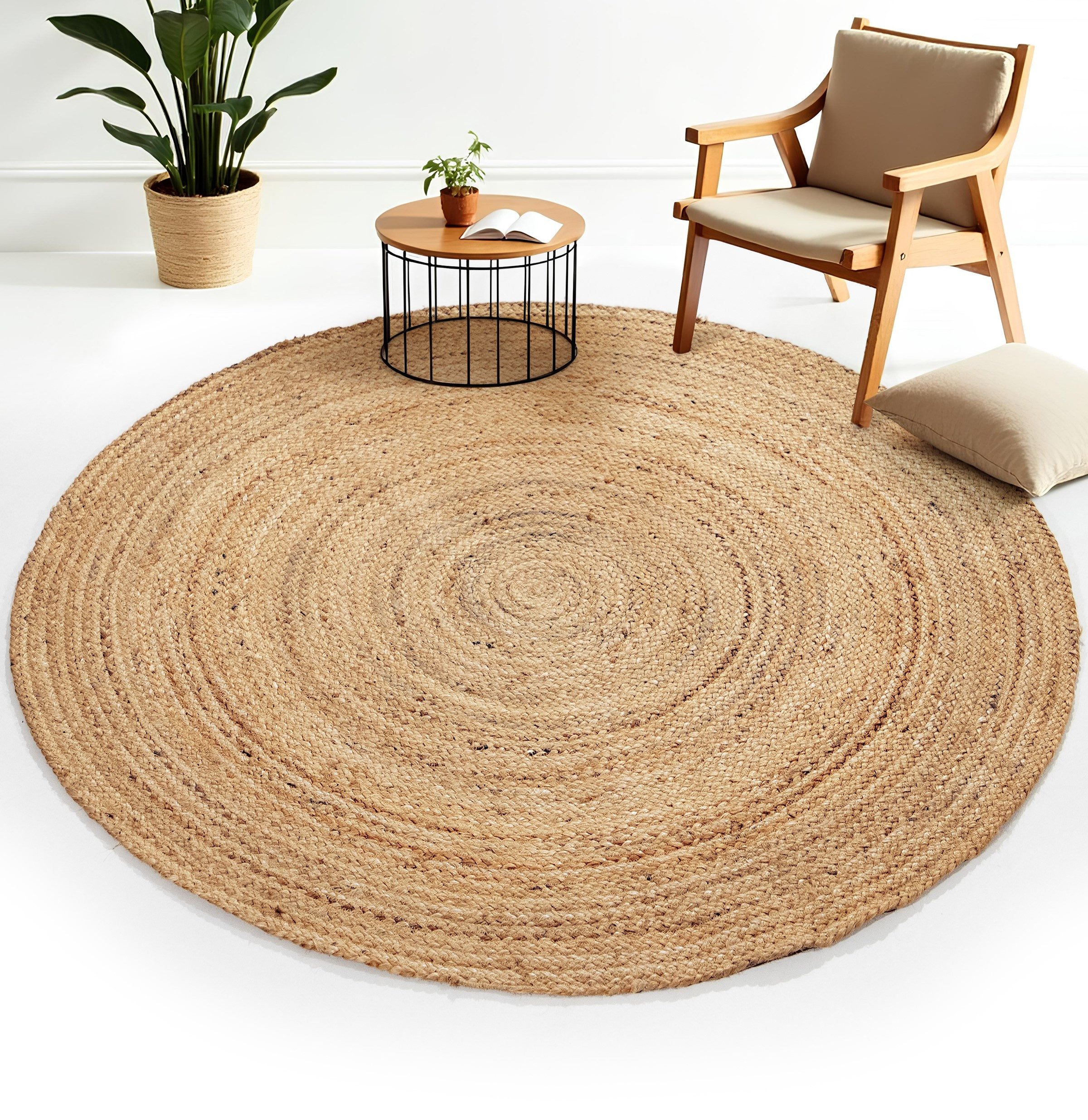 carpetfine Vloerkleed Nele jute-vloerkleed natuurmateriaal gevlochten tweezijdig te gebruiken kleed van 100% jute, in rond en ovaal, vele maten