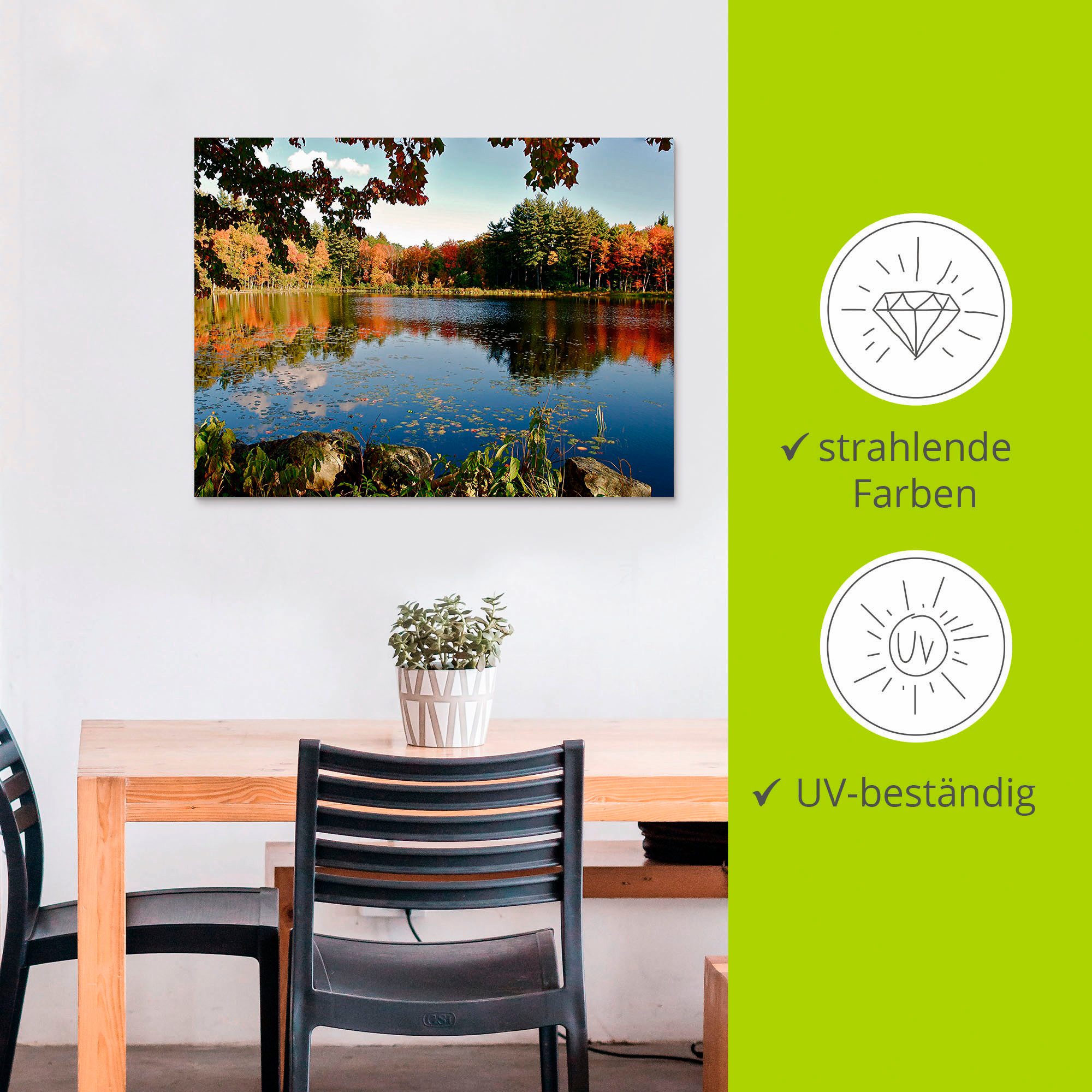 Artland Aluminium dibond print Landschap New England geschikt voor binnen en buiten, buitenafbeelding