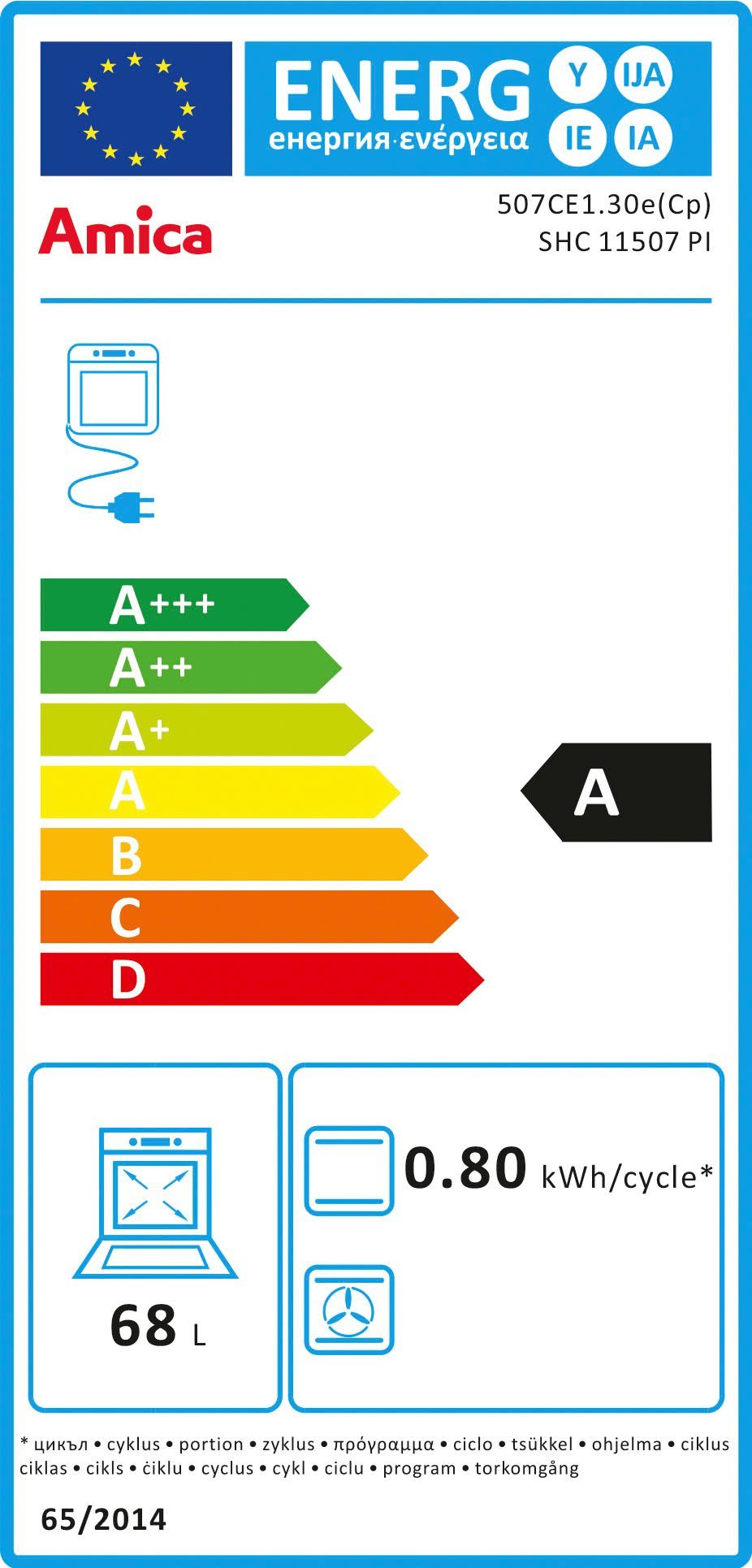 Amica Vrijstaand elektrisch fornuis SHC 11507 PI