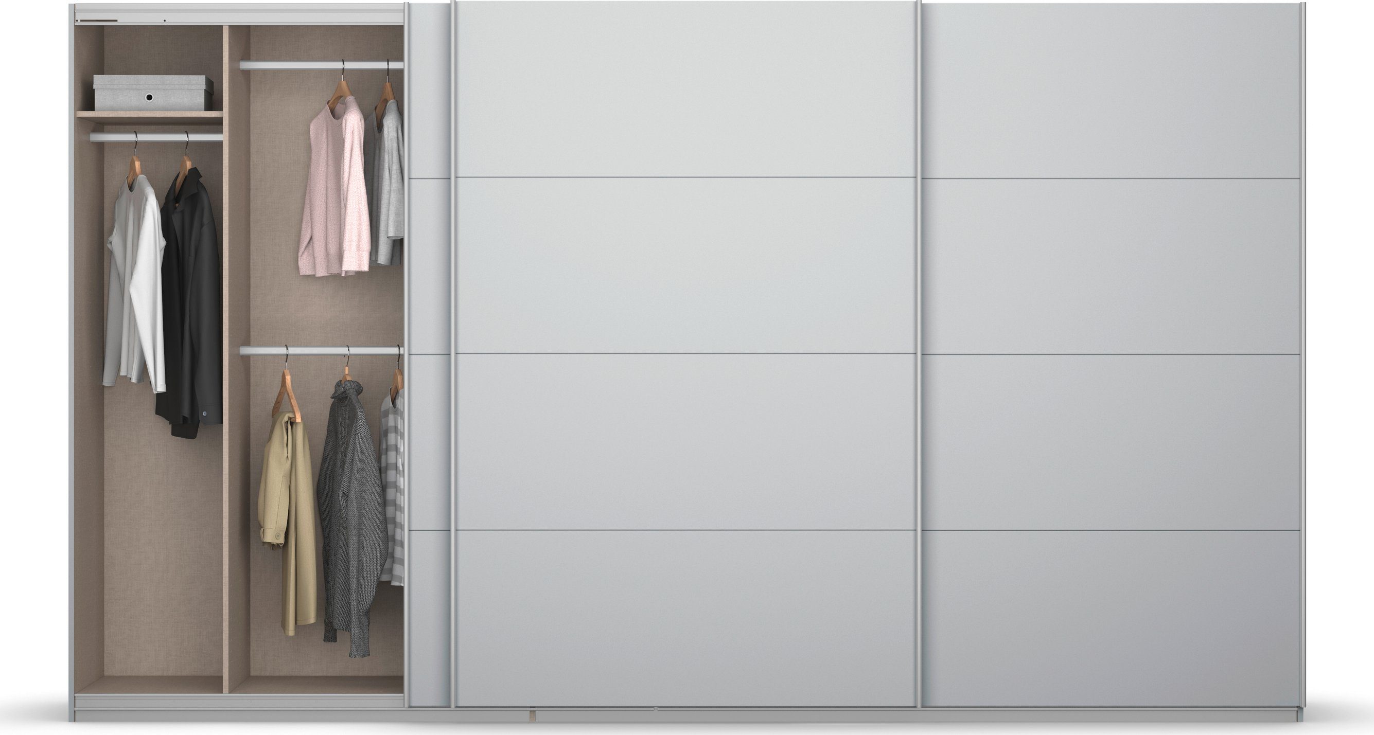 rauch Zweefdeurkast Koluna Glazen front, inclusief 2 lades en extra planken