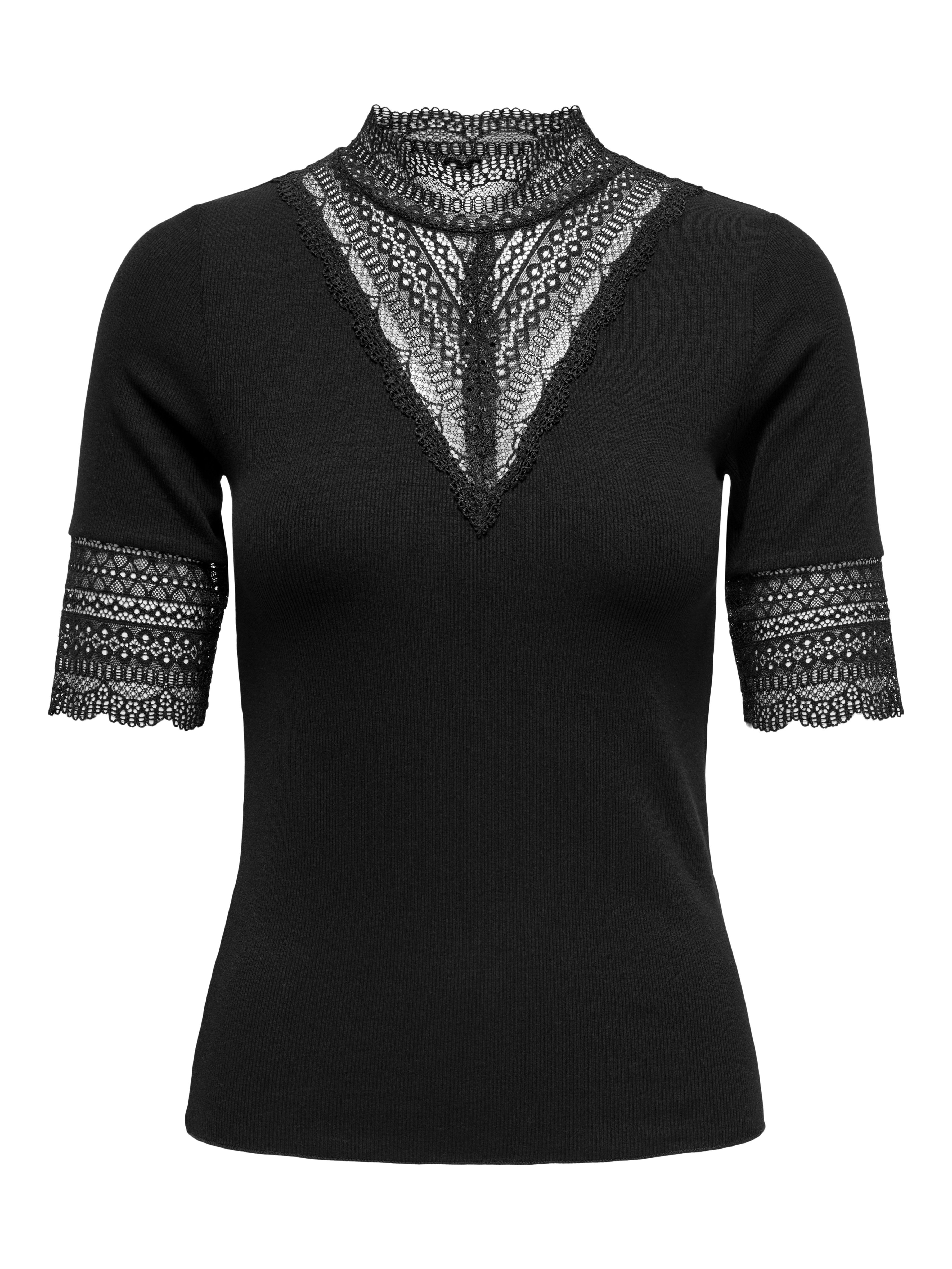 Only Kanten shirt ONLTILDE HIGHNECK S/S TOP JRS NOOS