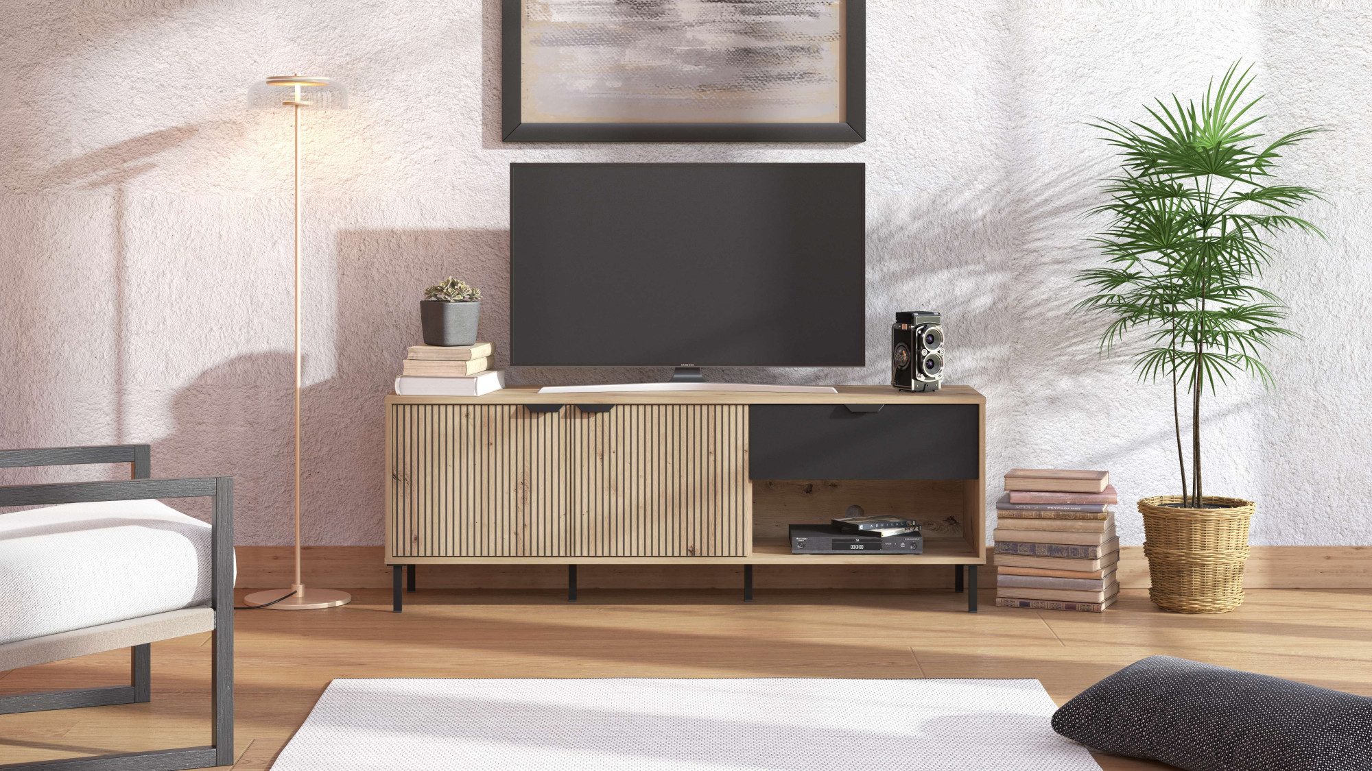 Home affaire Tv-meubel Mayenne lowboard, breedte 150 cm, TV-kast, TV-standaard