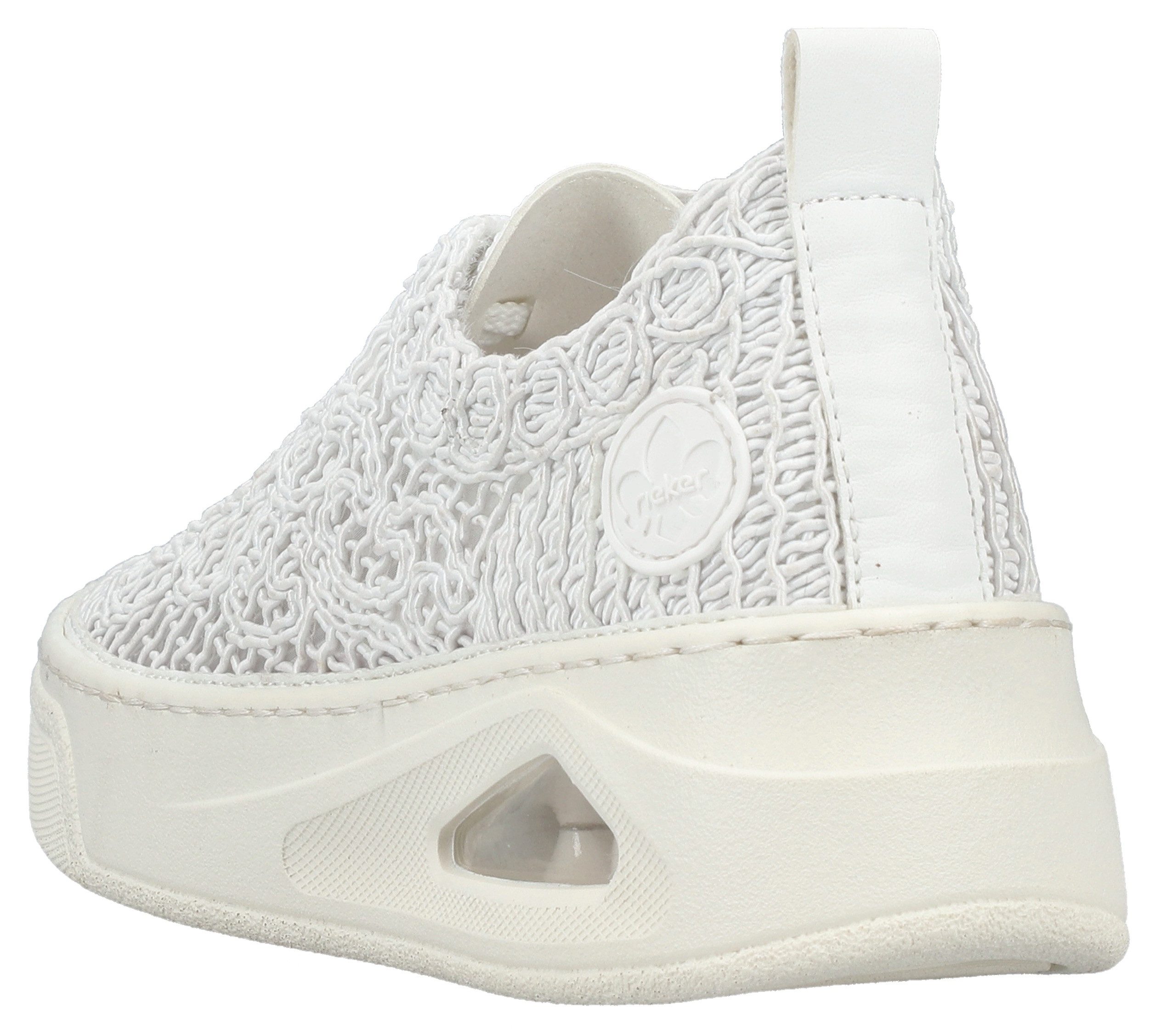 Rieker Plateausneakers , veterschoen, lage schoen in zomerse macramé-look