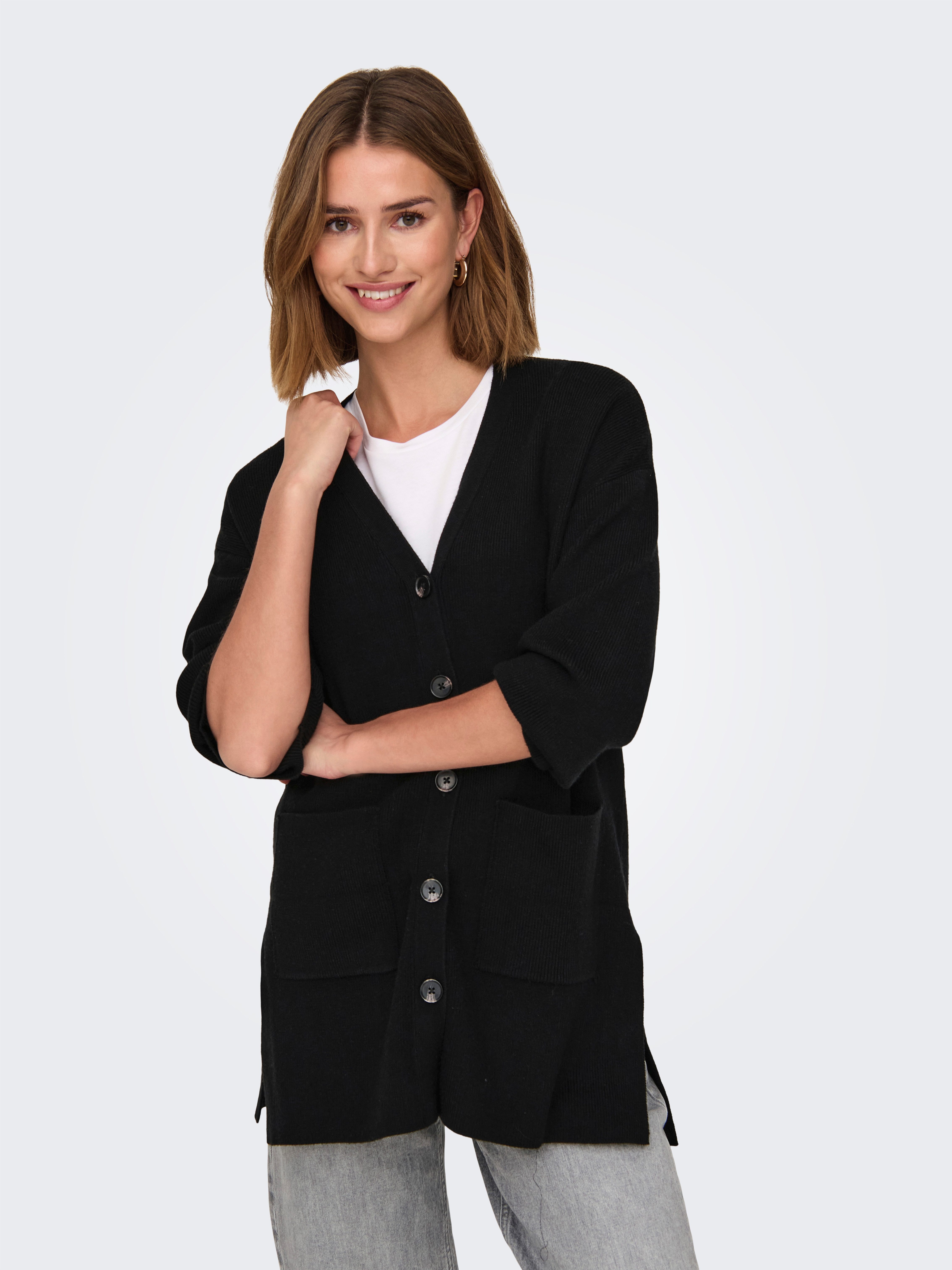 Only Vest ONLKATIA LS RIB V LOOSE CARDIGAN CC KNT