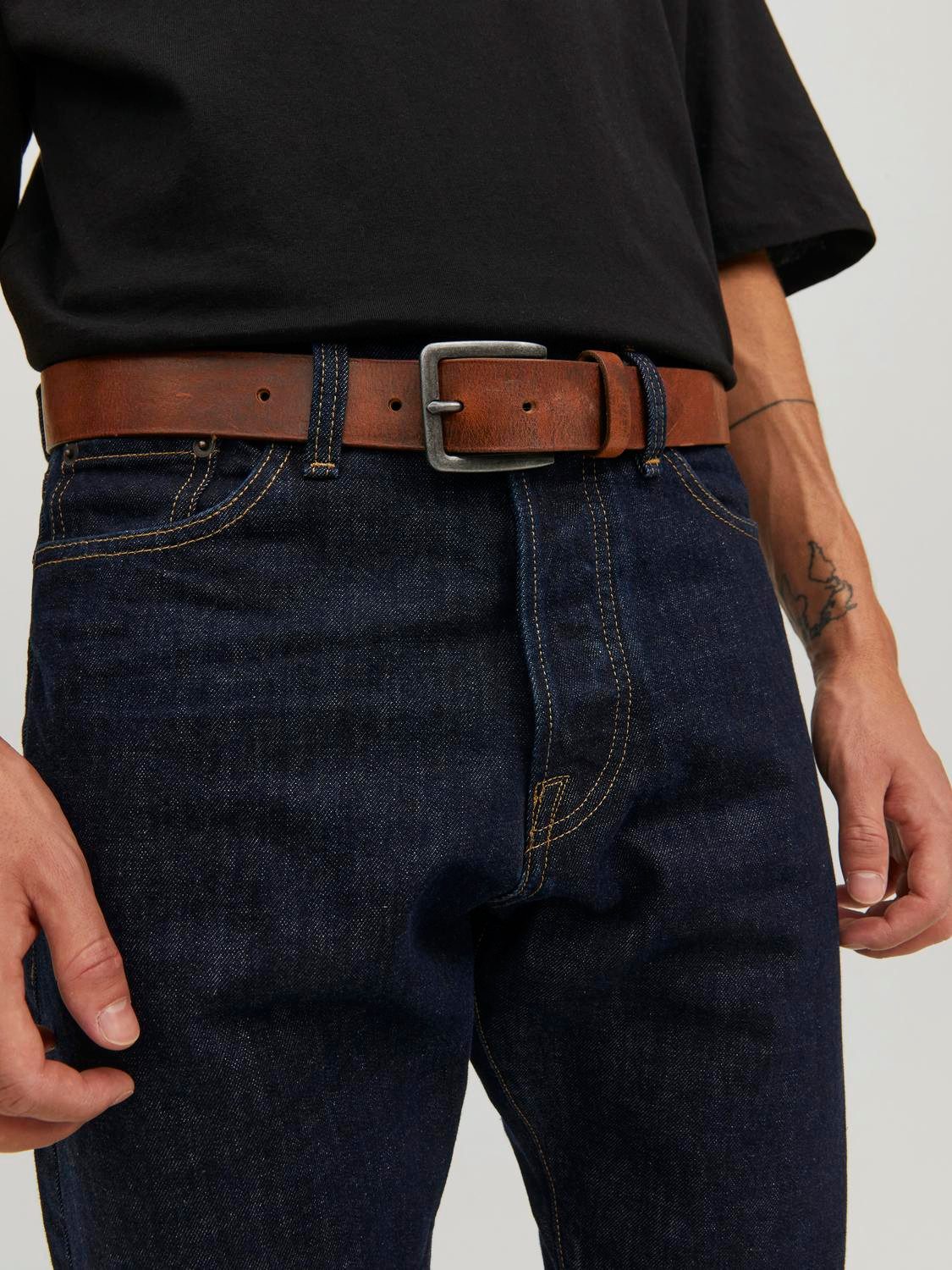 Jack & Jones Leren riem Vintage-look, generfd oppervlak