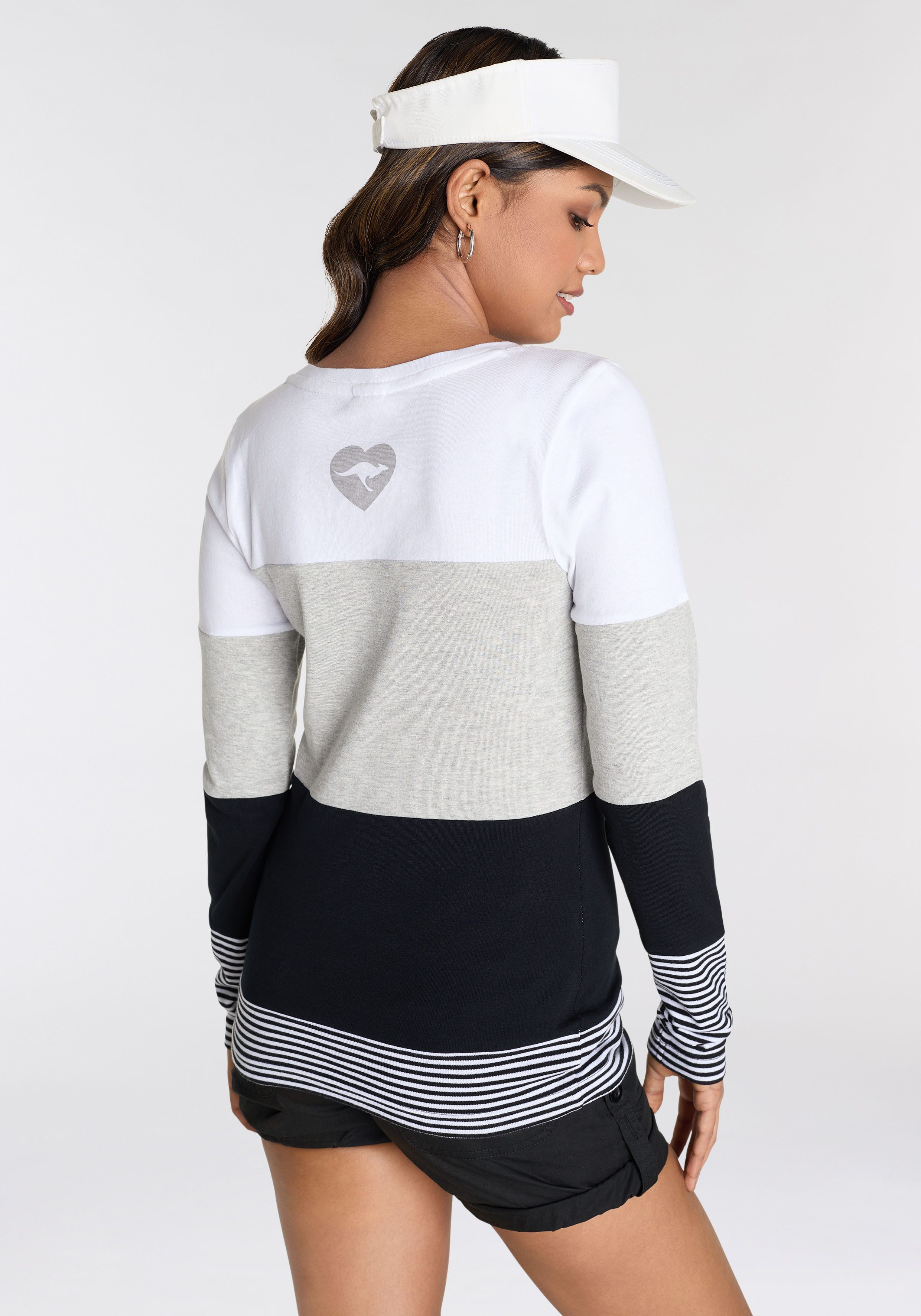 KangaROOS Longsleeve met lange mouwen figuurvolgende pasvorm colourblocking-look
