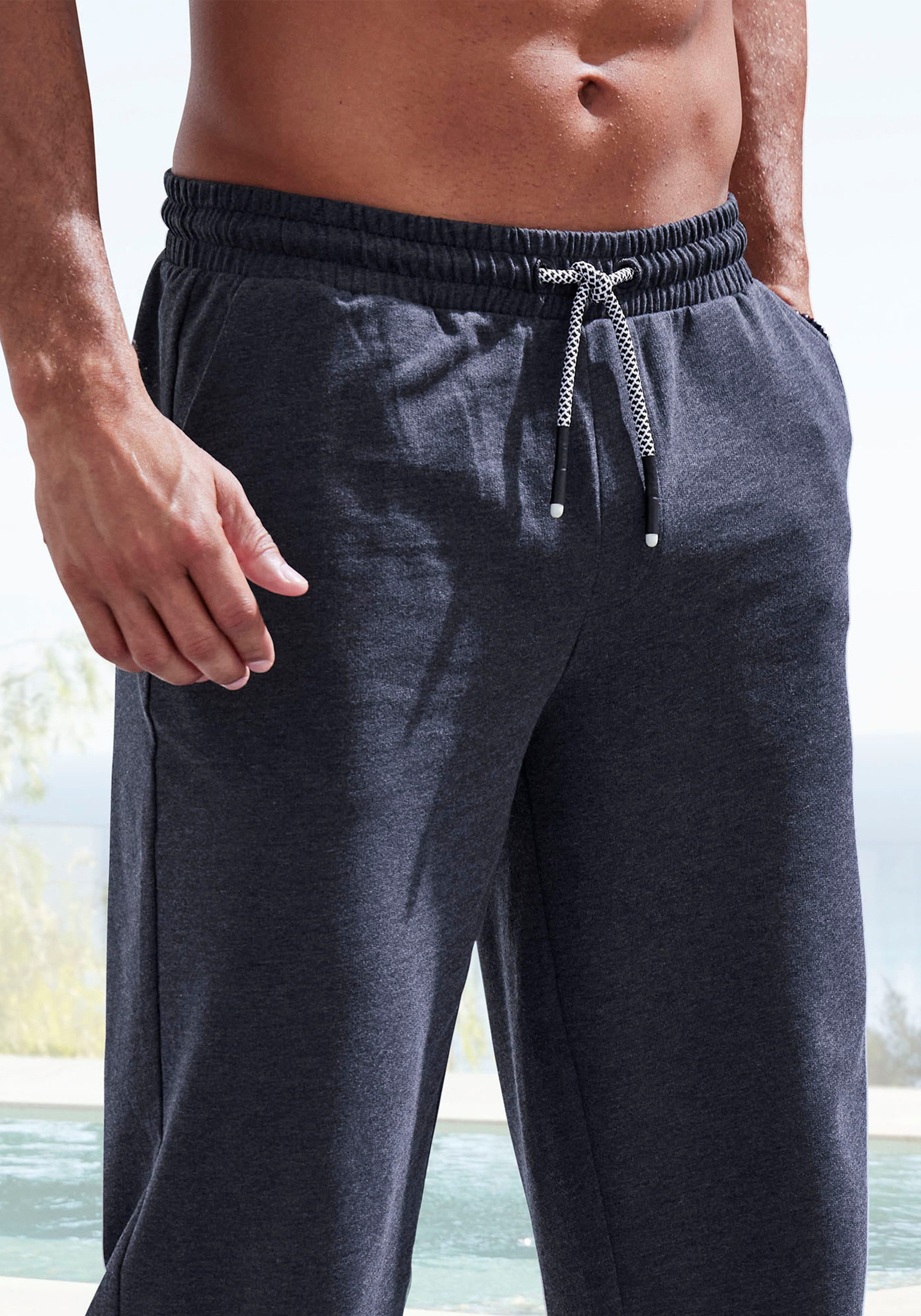John Devin Sweatbroek in melange-look van katoenmix