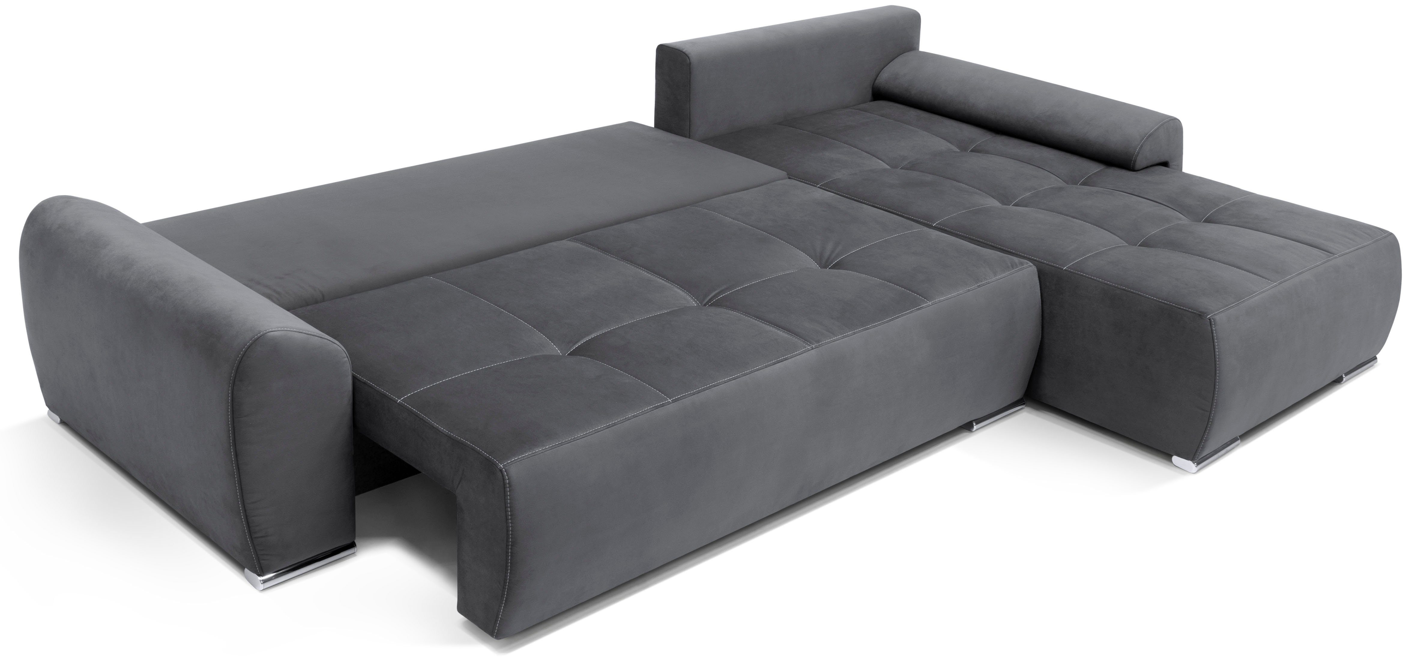 COLLECTION AB Hoekbank Bilbao L-vorm incl. slaapfunctie, bedbox en sierkussens met stras