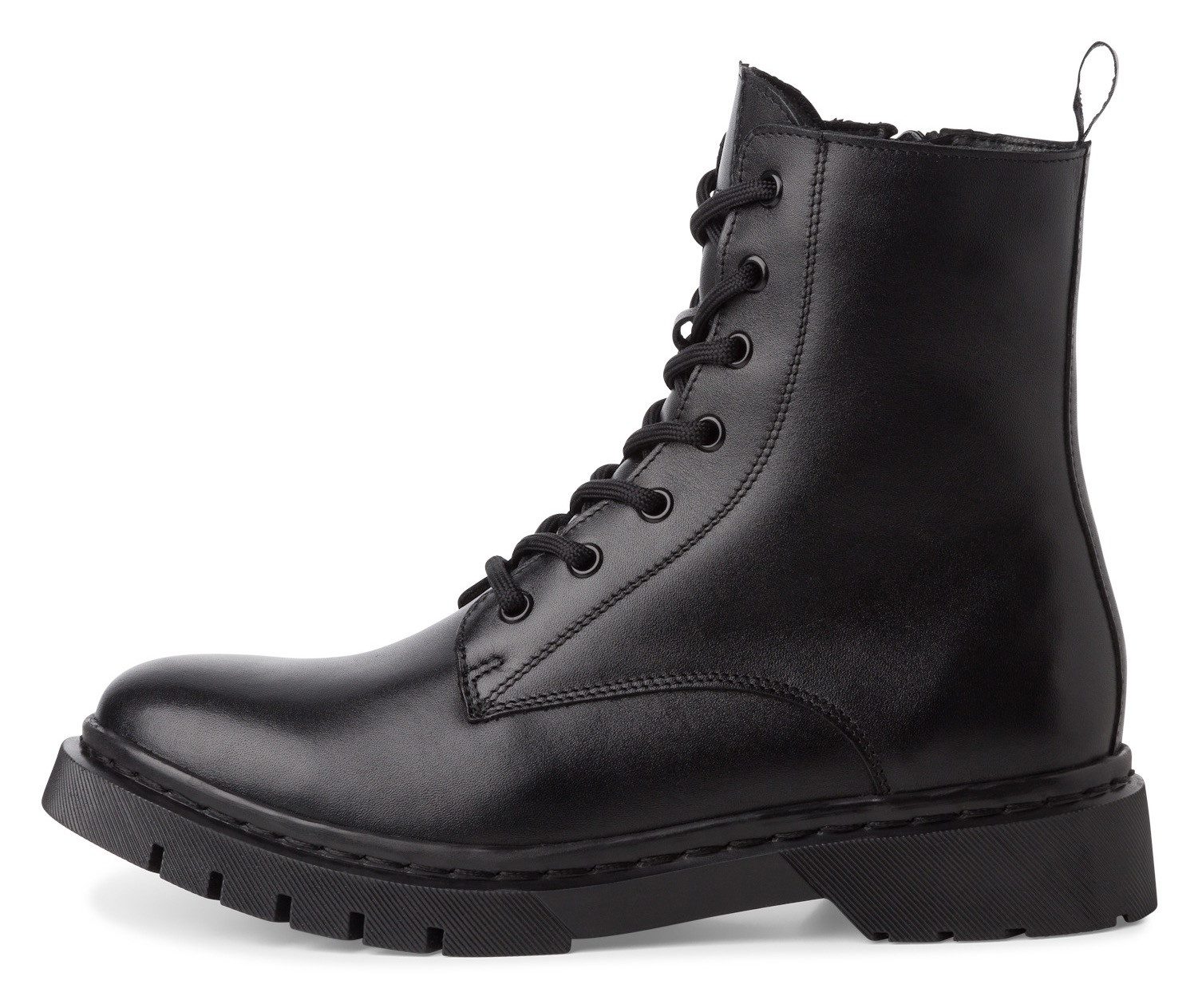 Tamaris Winterlaarzen blokhak, veterschoenen, winter enkellaars, t-logo op de tong