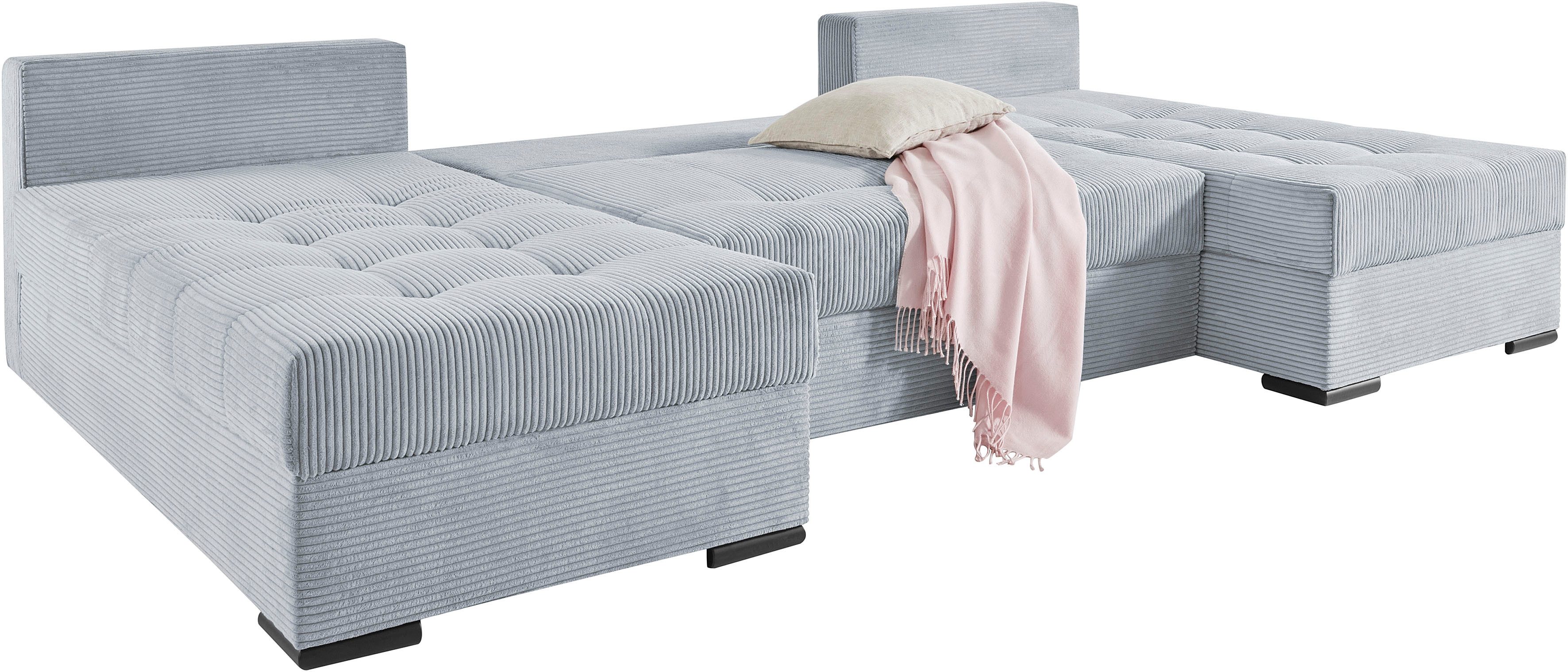 COLLECTION AB Zithoek Josy U-vorm, breedte 269 cm, platweefsel, structuur, kunstleer