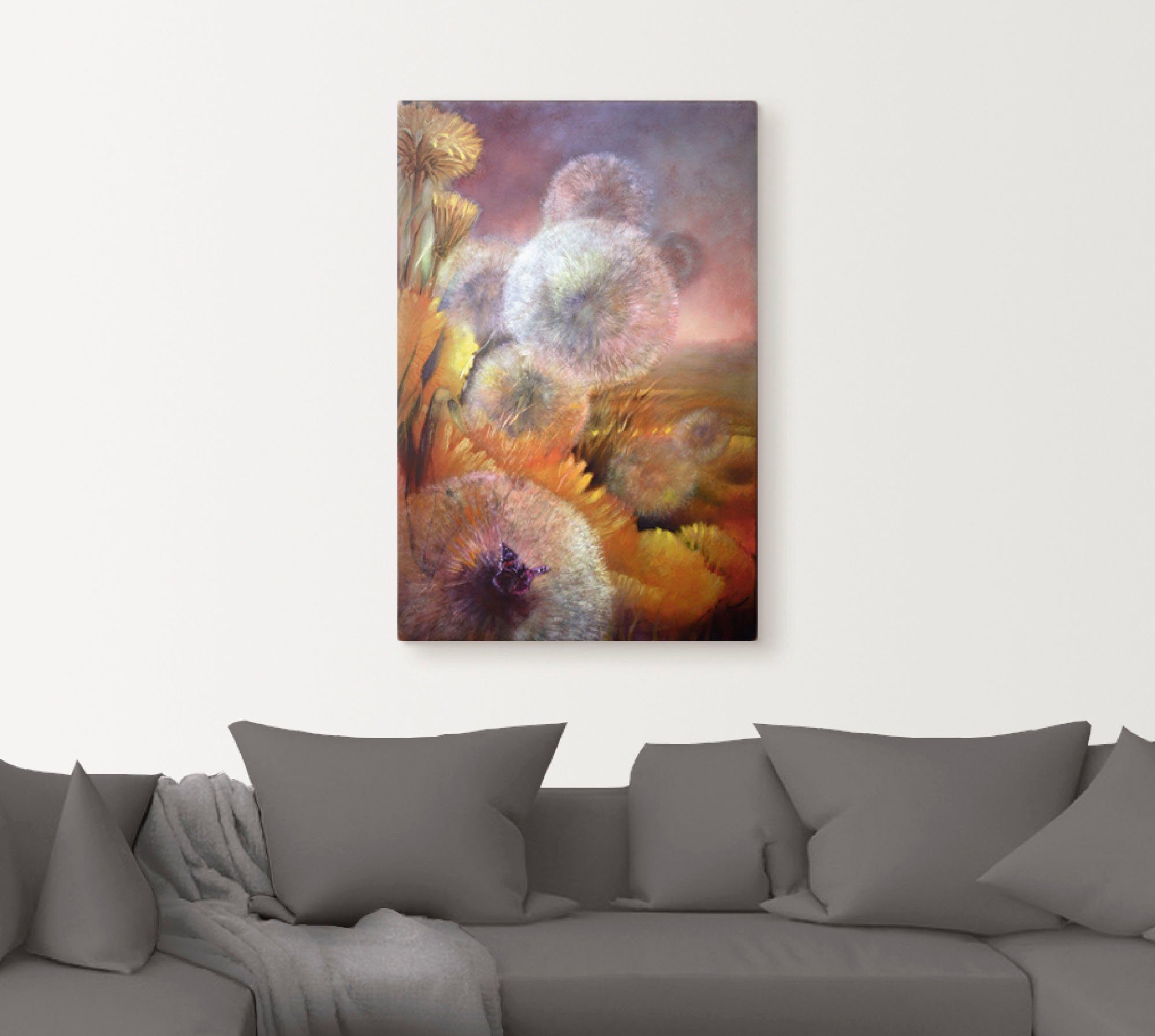 Artland Artprint Paardenbloem en vlinder als artprint op linnen, poster in verschillende formaten maten