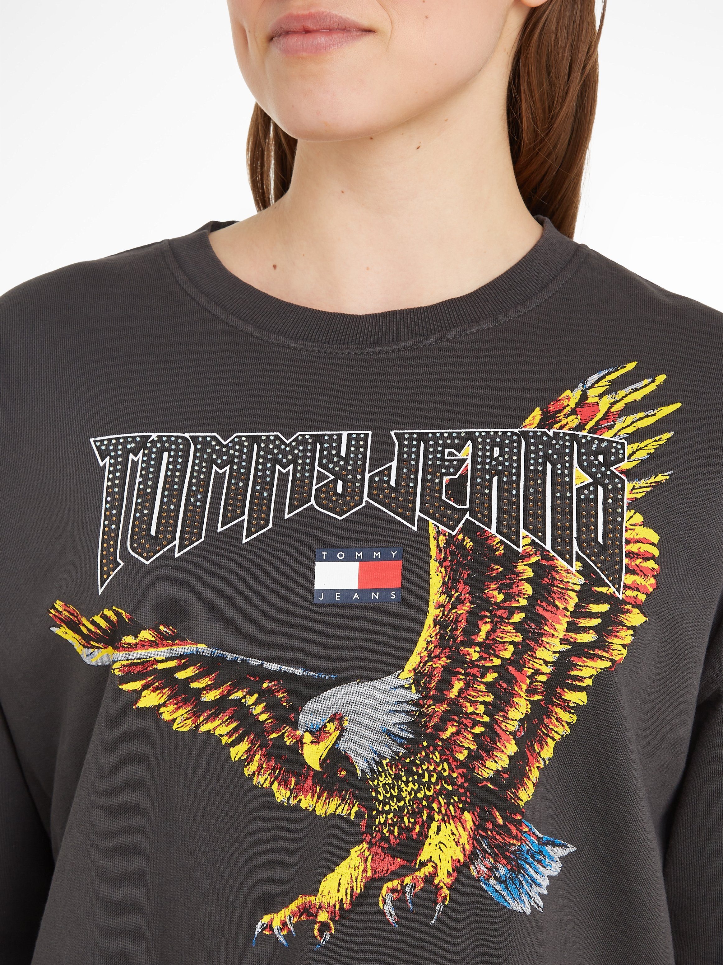 TOMMY JEANS Sweatshirt TJW RLX CRP VINTAGE EAGLE CREW met coole vintage adelaar print used sweat-look
