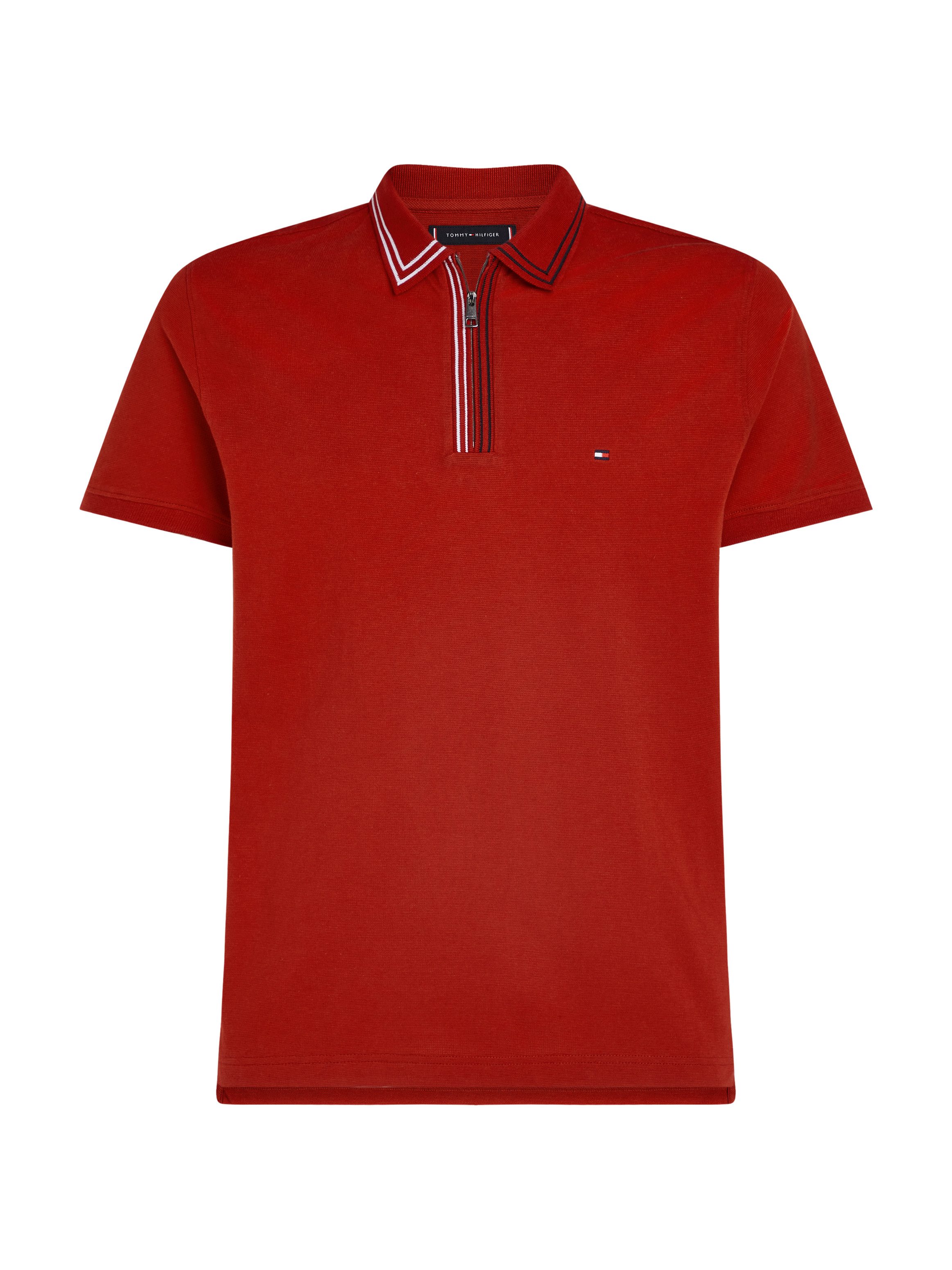 Tommy Hilfiger Poloshirt RWB ZIP PLACKET TIPPING REG POLO met contrasterende strepen aan de kraag