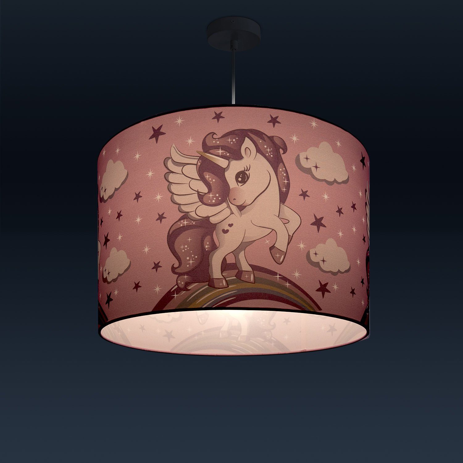 Paco Home Hanglamp Cosmo 213 Kinderlamp plafondlamp LED kinderkamer lamp met eenhoorn, E27