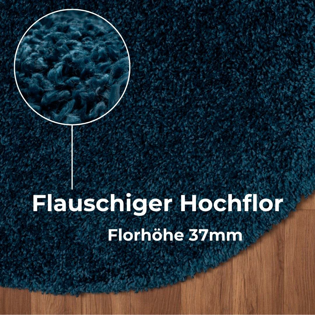 my home Hoogpolig vloerkleed Banji Uni-kleuren, zacht en fluffy, ook als rechthoekig verkrijgbaar