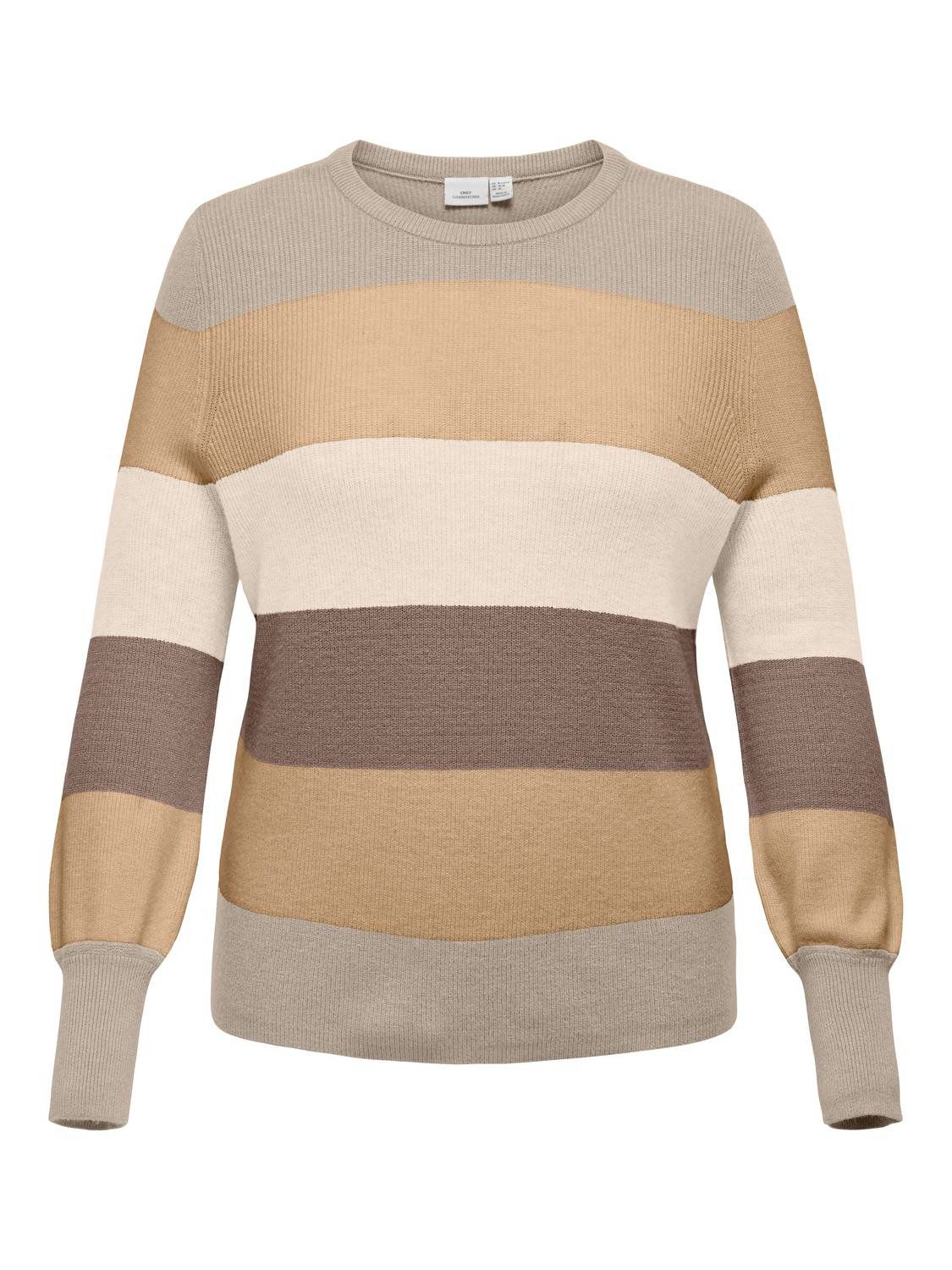 ONLY CARMAKOMA Gebreide trui CARNEW DARIA L/S STRIPE PULLOVER KNT