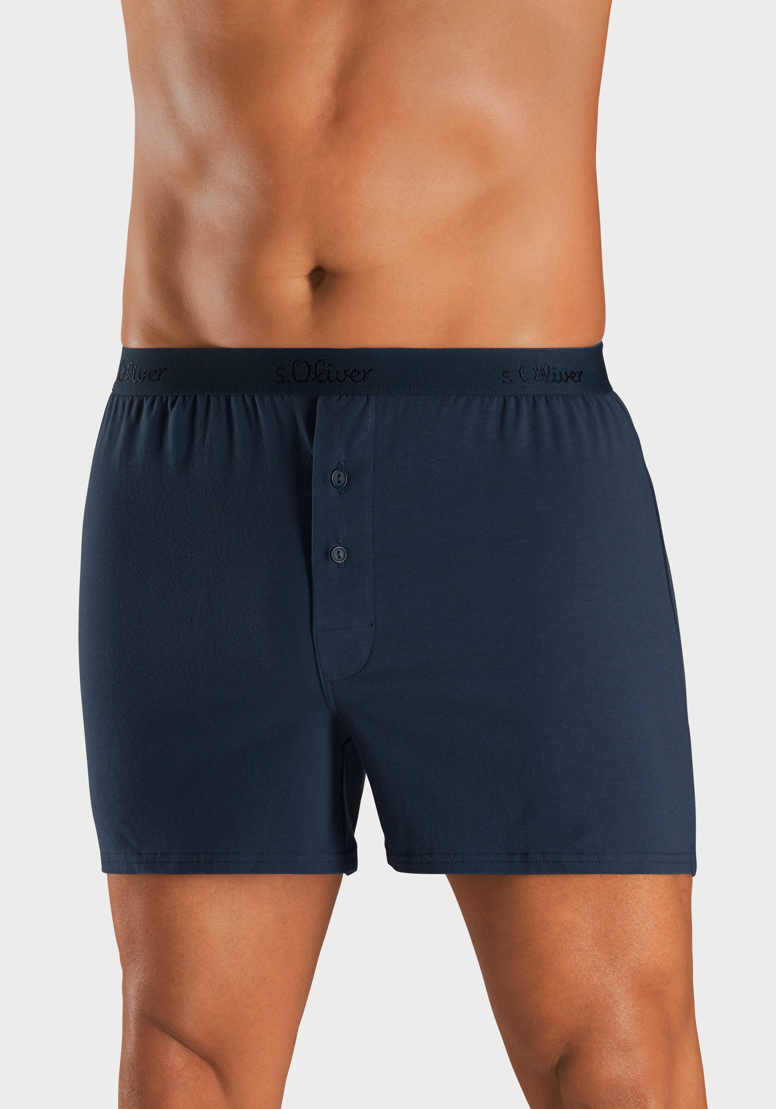 s.Oliver RED LABEL Beachwear Wijde boxershort unikleur en gedessineerd (set 2 stuks)