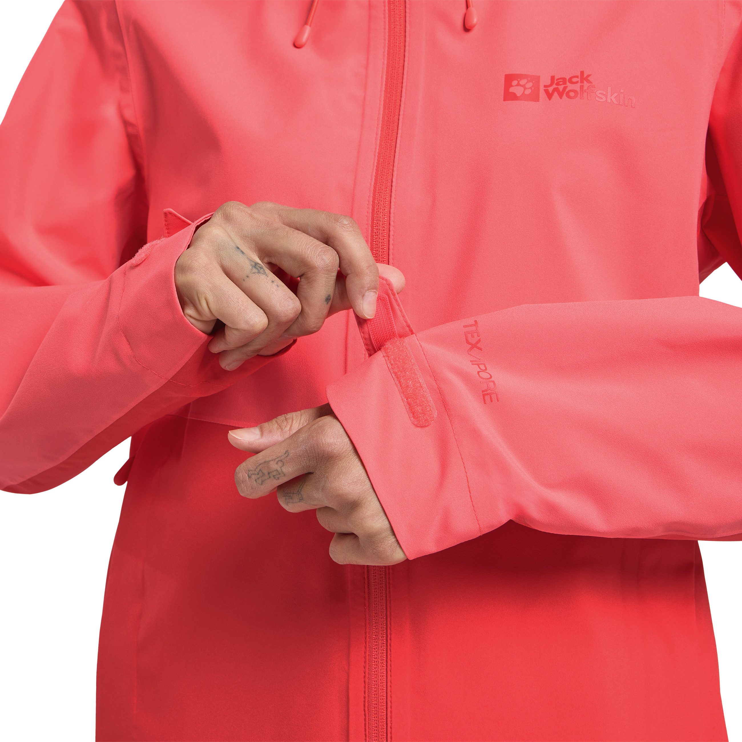 Jack Wolfskin Functioneel jack WEILTAL 2L JKT W Capuchon: vast verbonden met de jas
