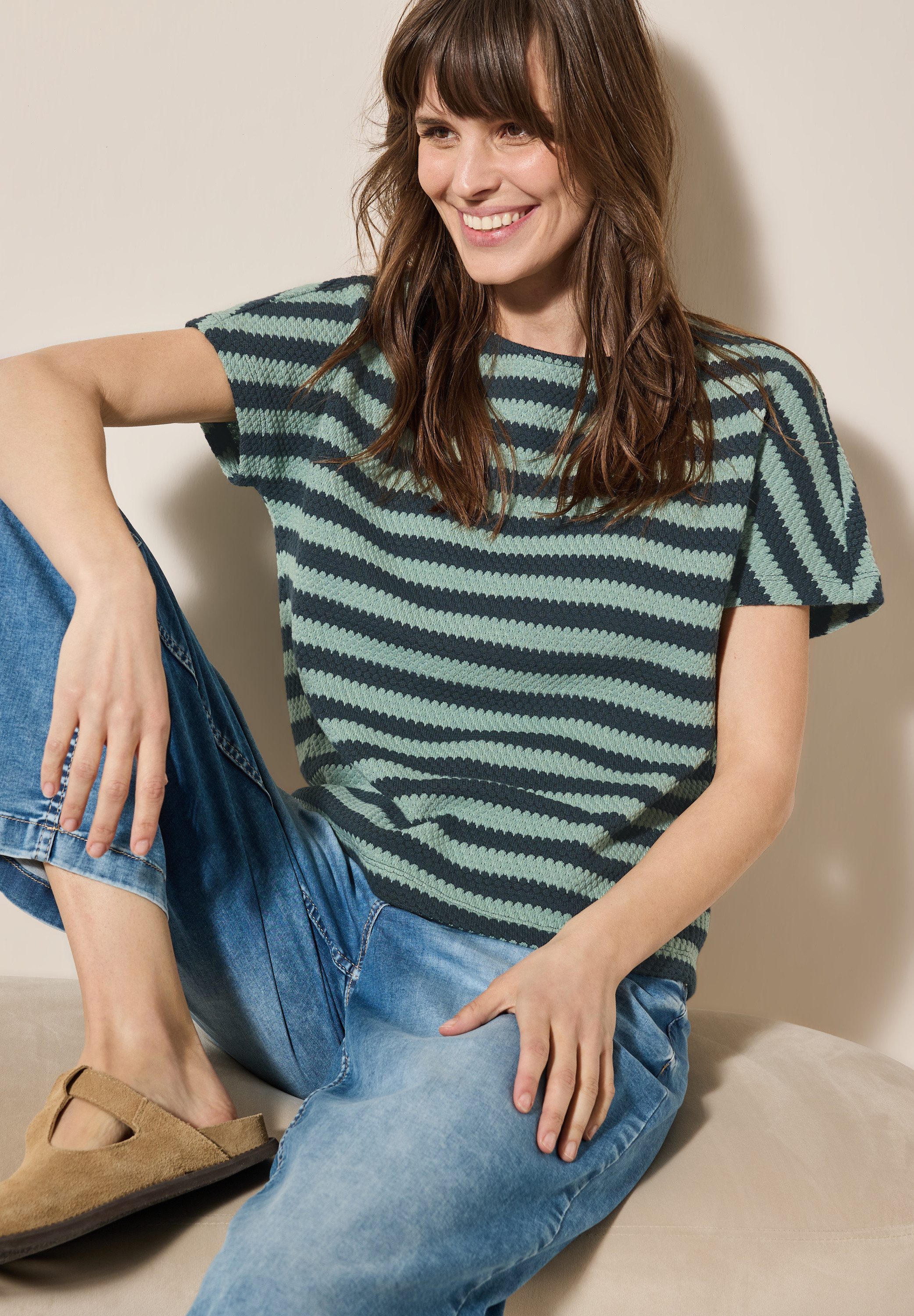 Cecil T-shirt gestreept, met boothals