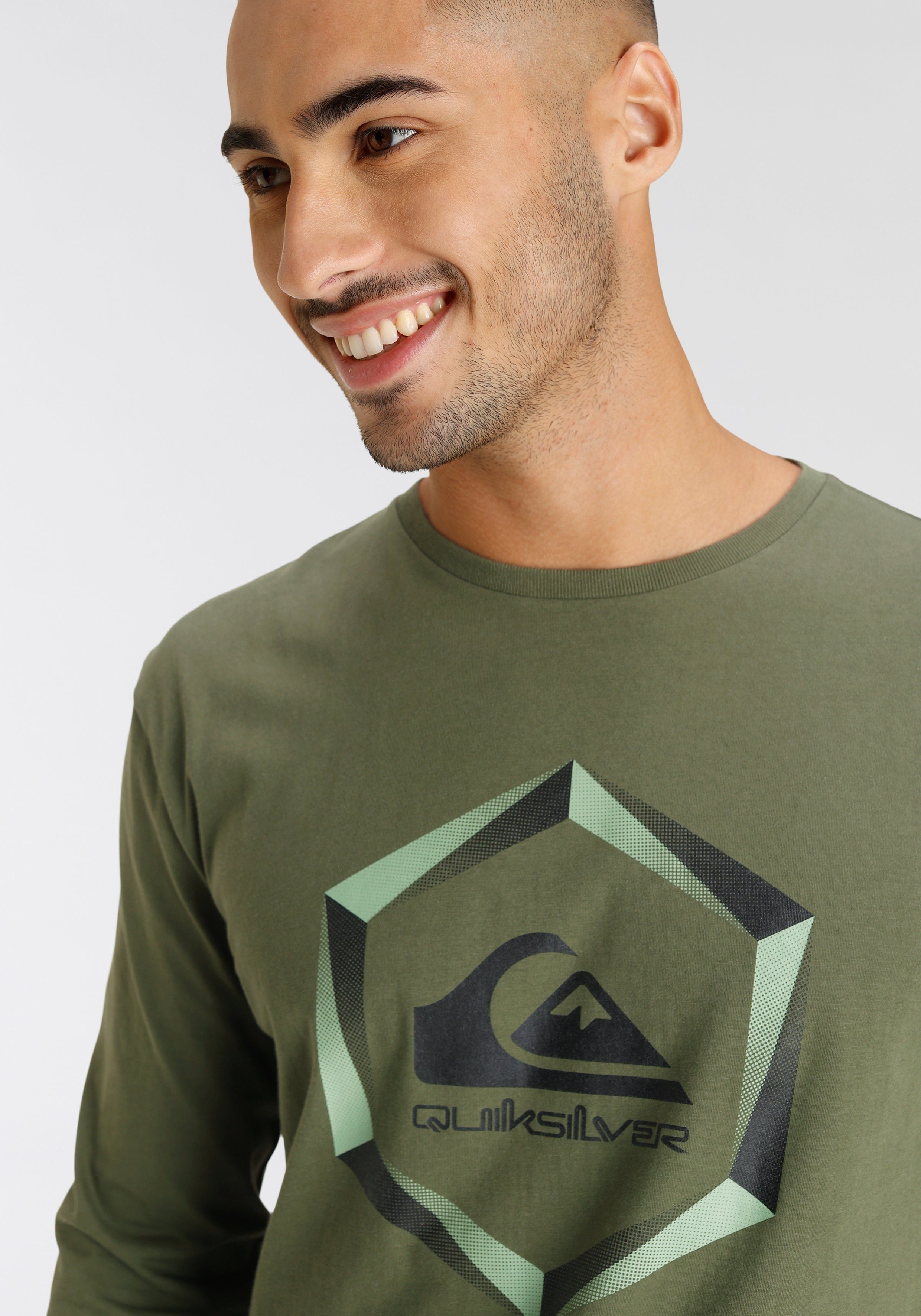 Quiksilver Shirt met lange mouwen Heren dubbelpak met logoprint (set, 2-delig)