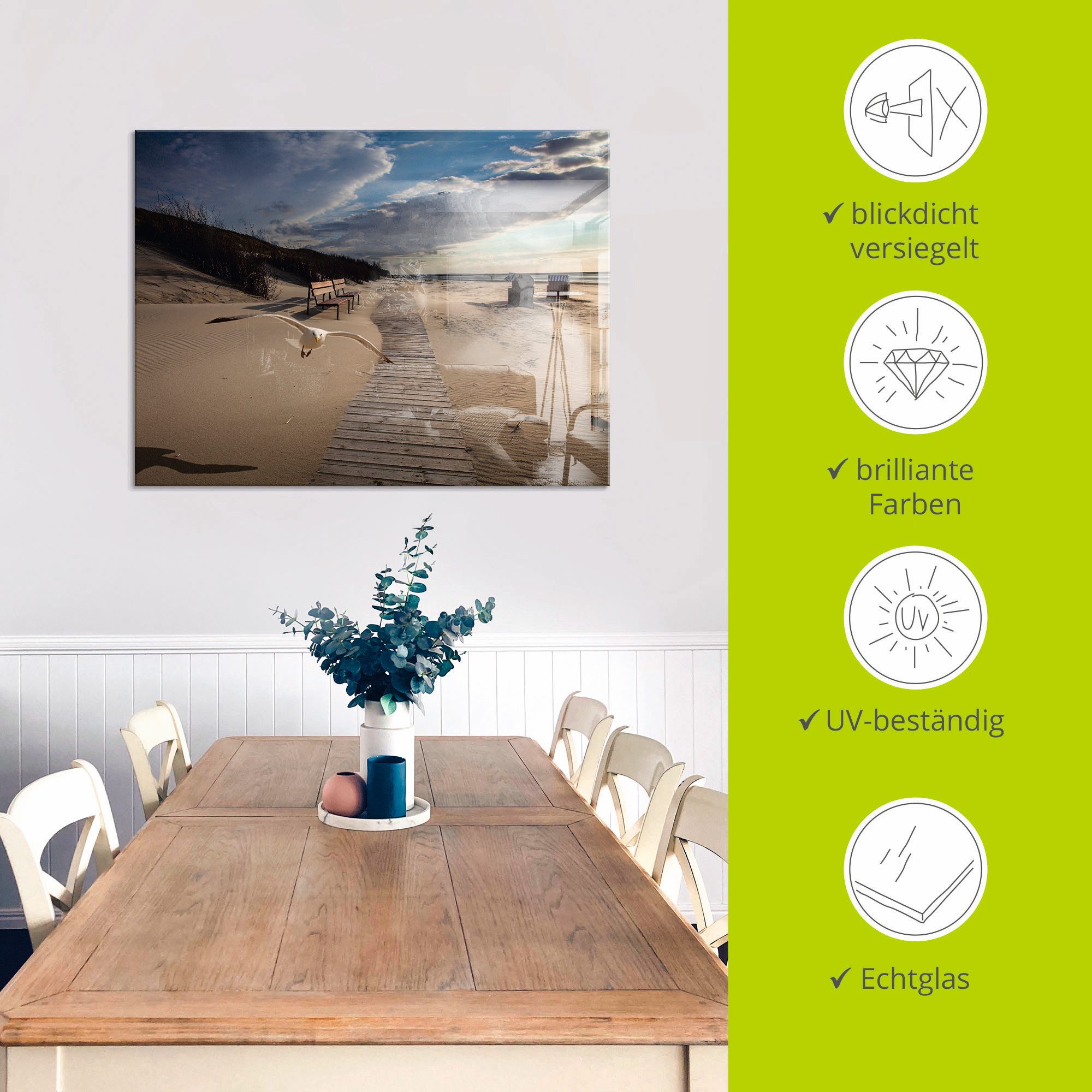 Artland Print op glas Strandimpressies in verschillende maten