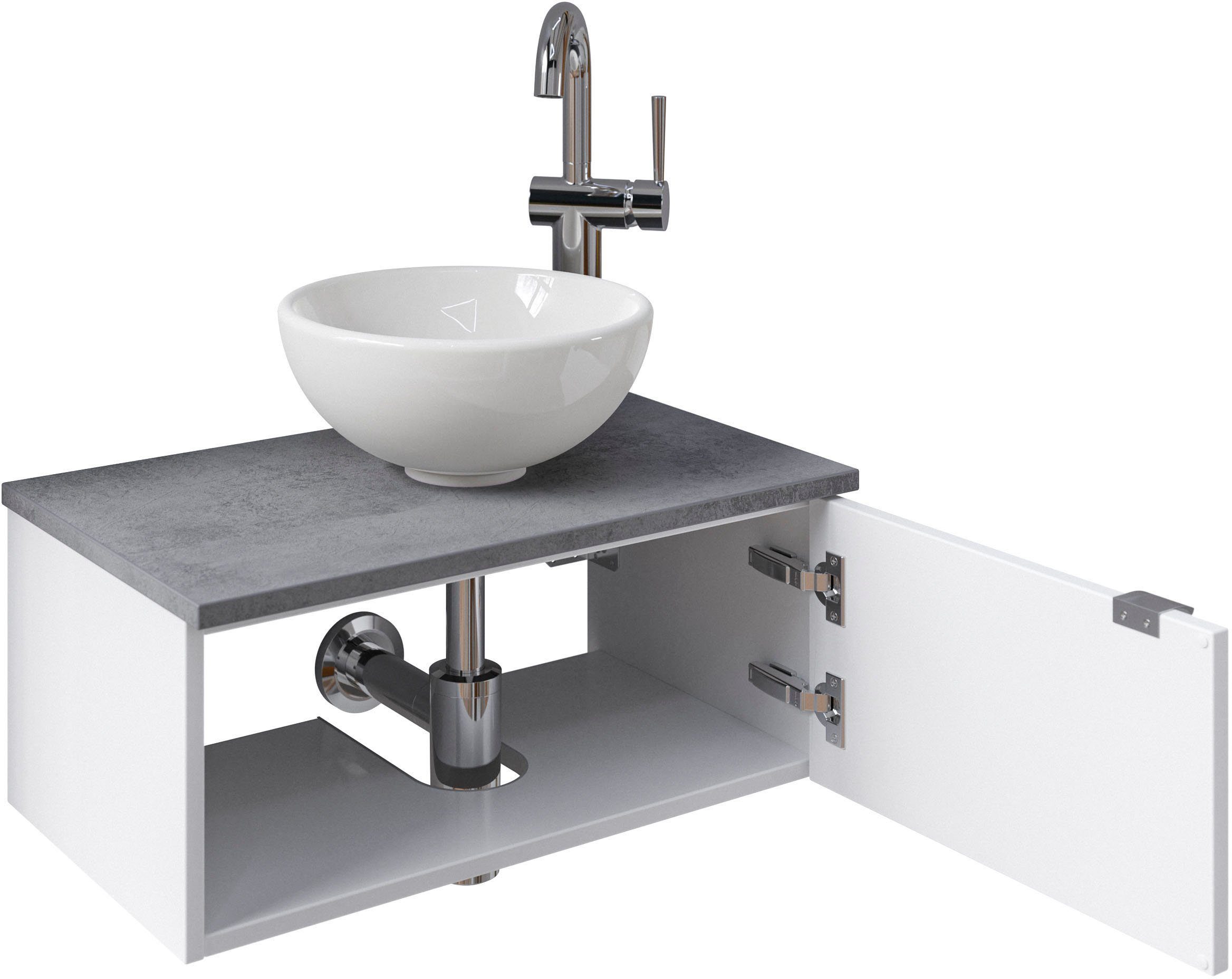 Saphir Wastafelonderkast Serie 6915 wastafel met onderkast voor gastenbadkamer, tweede toilet (3-delig)