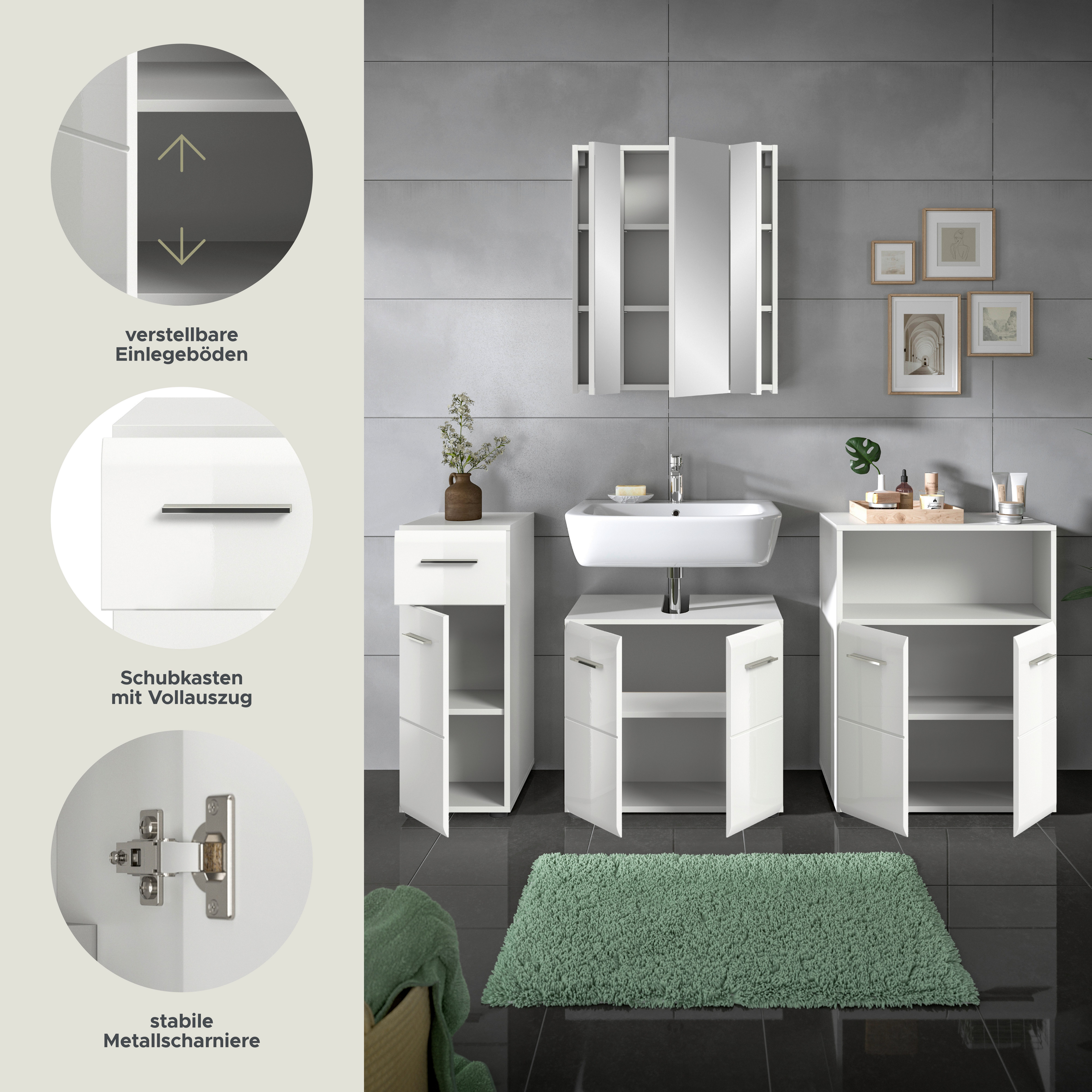 INOSIGN Badmeubelset FLORENZ, TOPSELLER!, 3-delige badcombinatie, hoogwaardige MDF-front