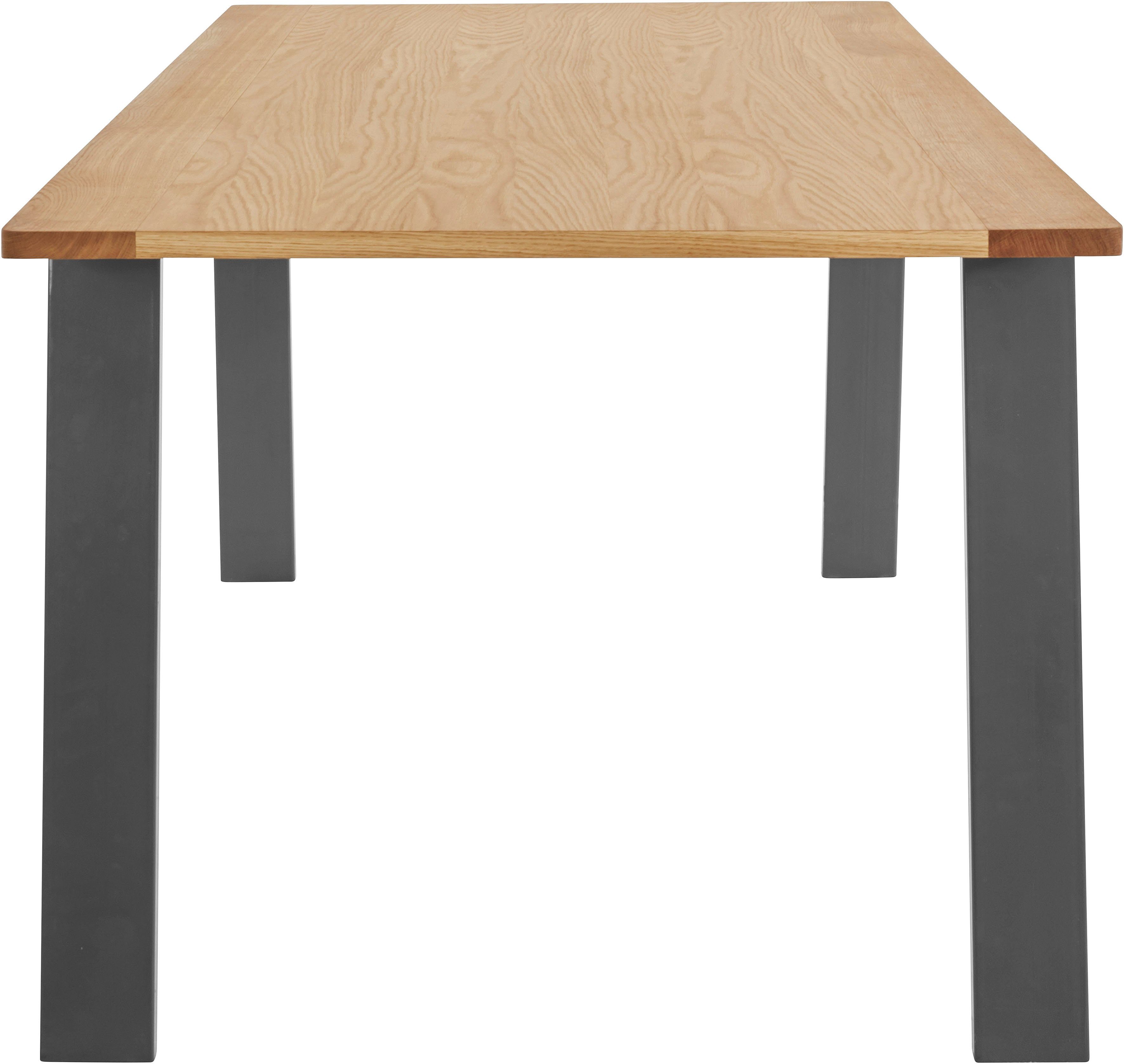 OTTO products Eettafel Flemming Massief eikenhout, 175 cm of 225 cm, elegant gewelfd tafelblad