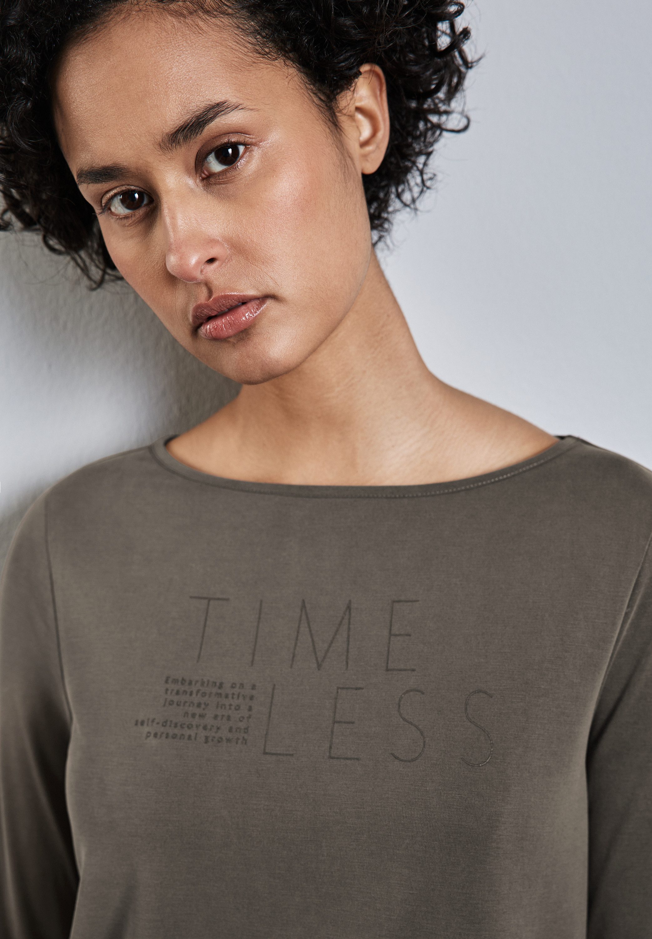 STREET ONE Shirt met lange mouwen met belettering