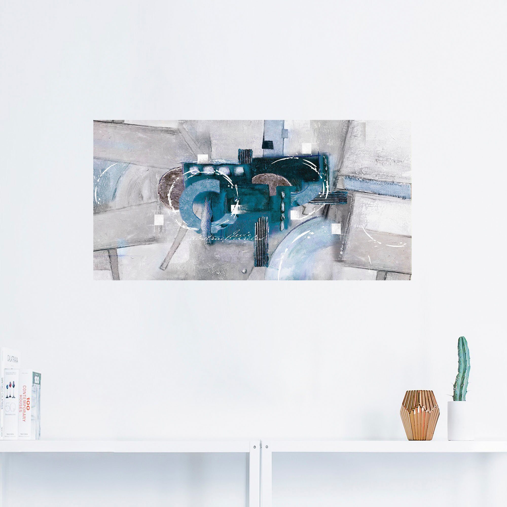 Artland Artprint Abstracte blauwe rondjes als artprint van aluminium, artprint voor buiten, artprint op linnen, poster, muursticker