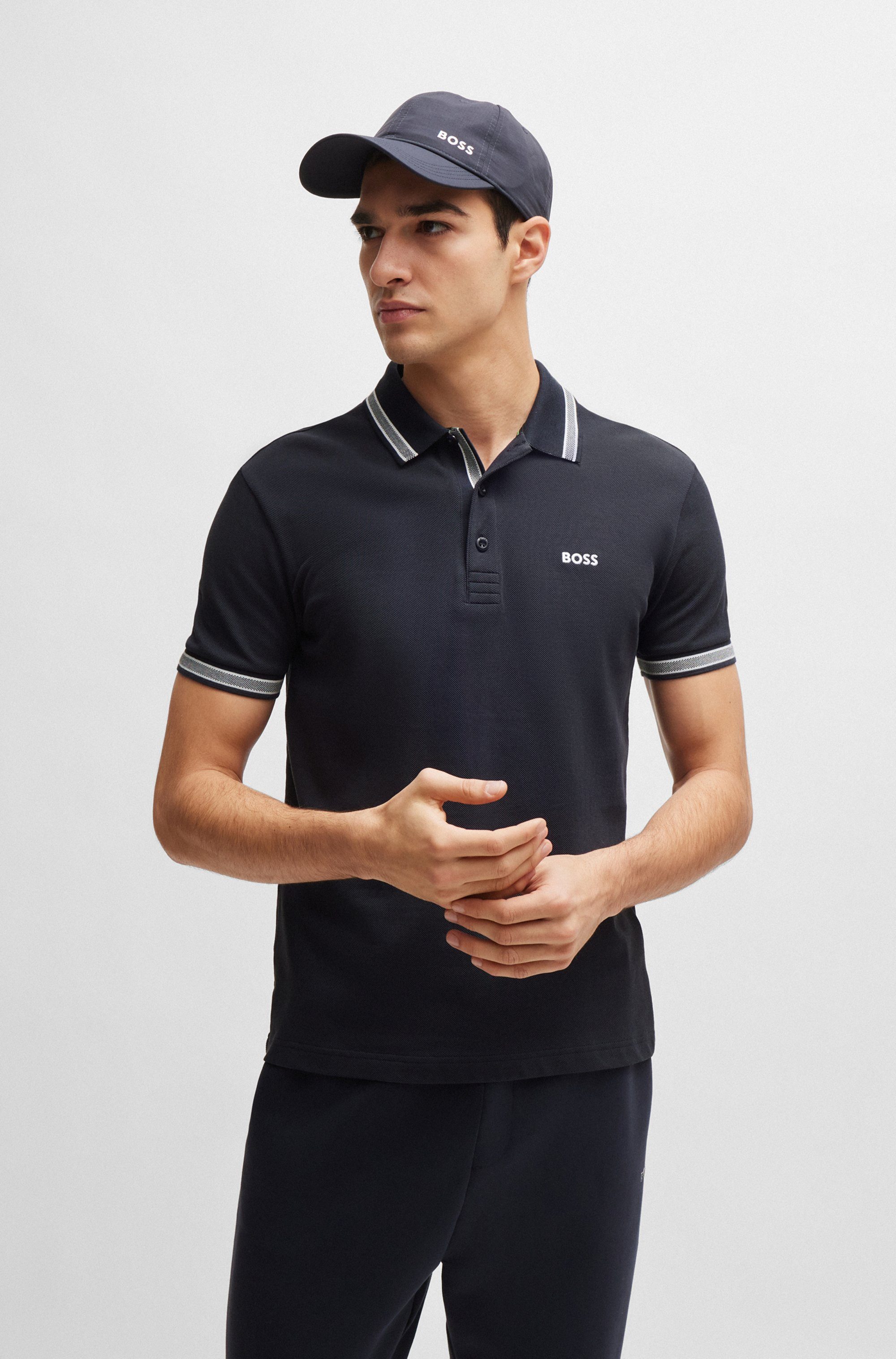 BOSS GREEN Poloshirt PADDY met contrasterende strepen aan de kraag