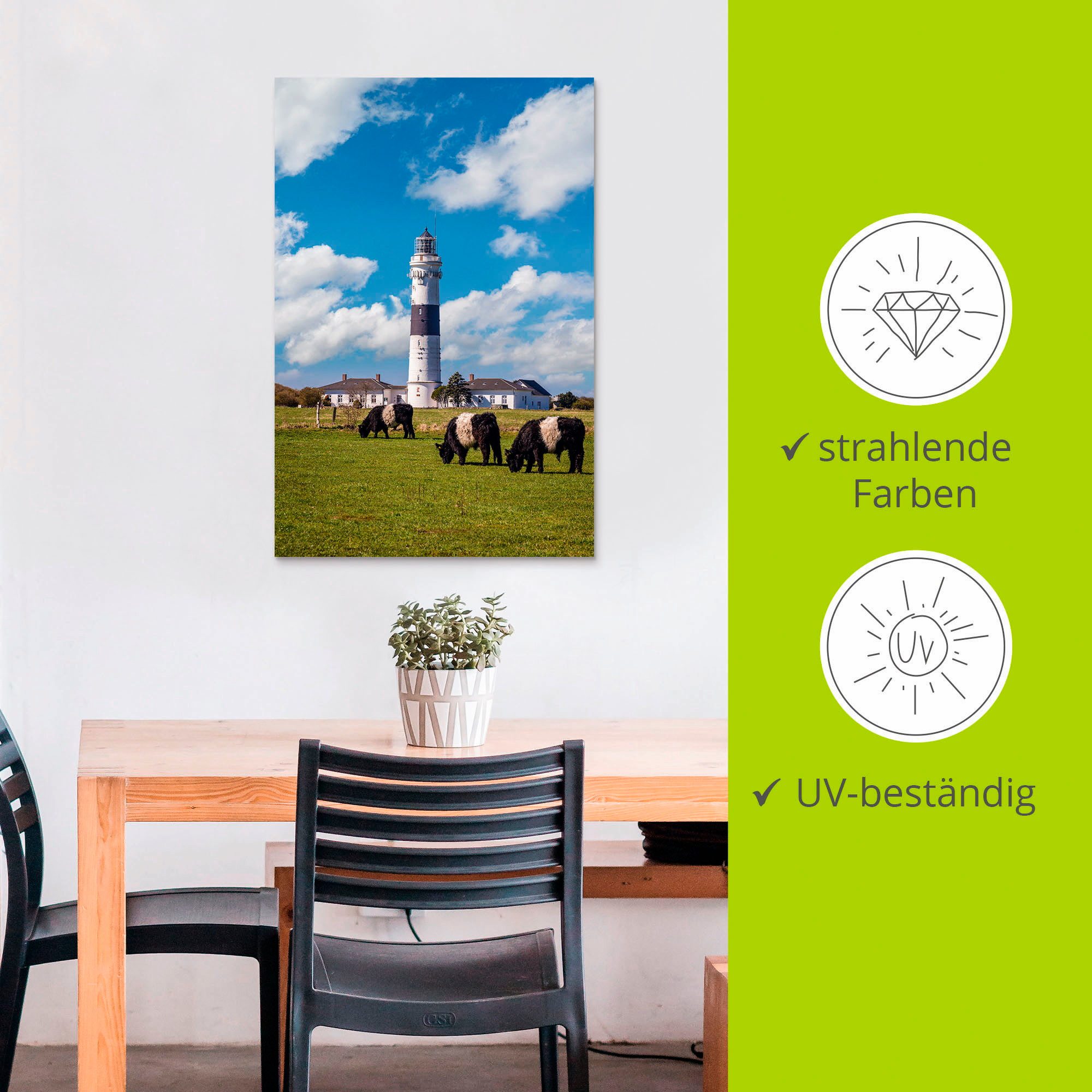 Artland Artprint Vuurtoren Langer Christian Kampen Sylt als artprint van aluminium, artprint voor buiten, poster in diverse formaten