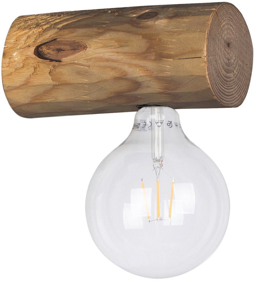 SPOT Light Wandlamp TRABO SIMPLE Houten balk van massief grenenhout ø 8-12 cm plafondlampen bruin