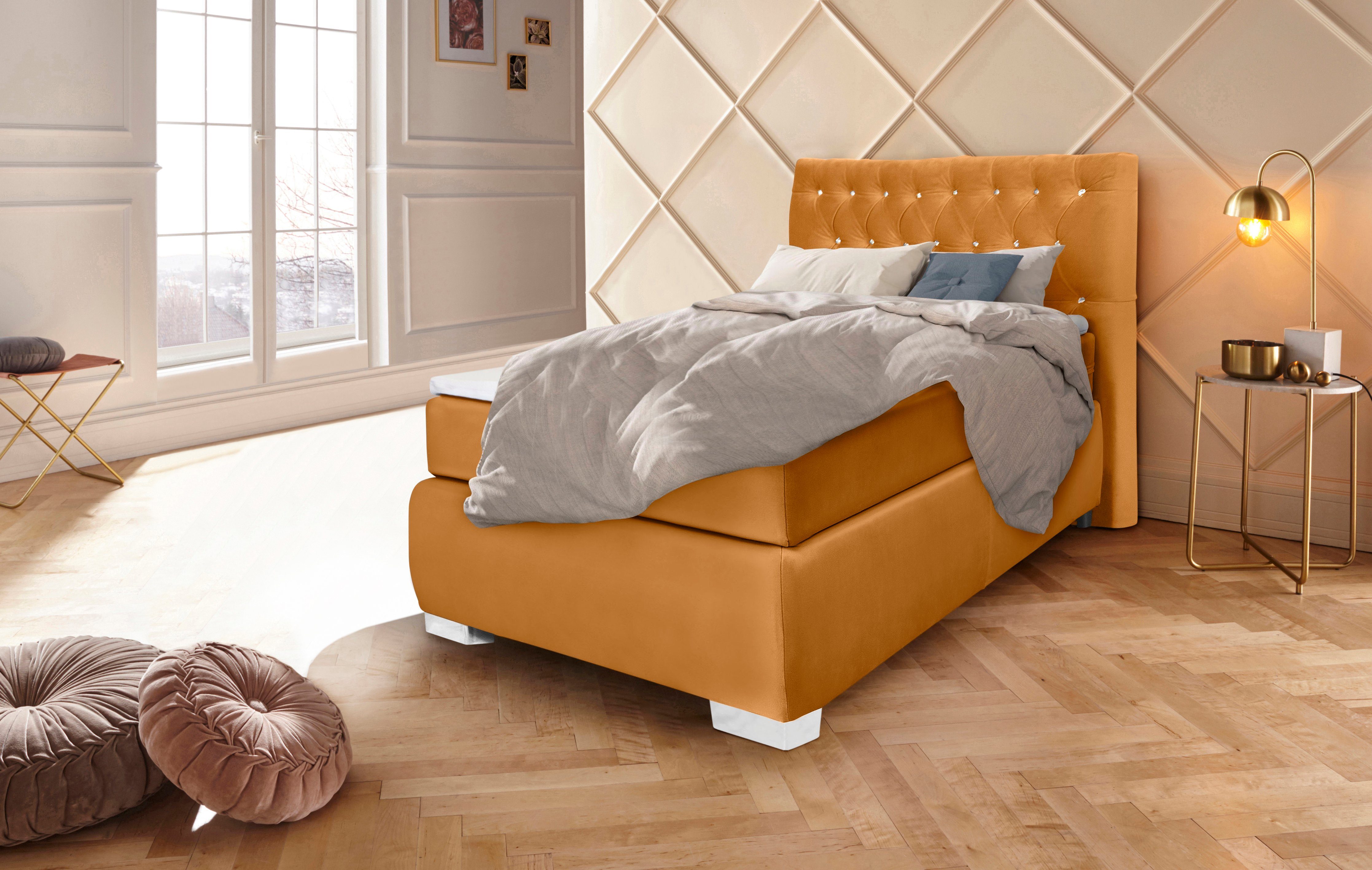 Leonique Boxspring Rumba Pocketveringsmatras in hardheid 3, in 4 breedten, incl. topmatras boxsprings geel