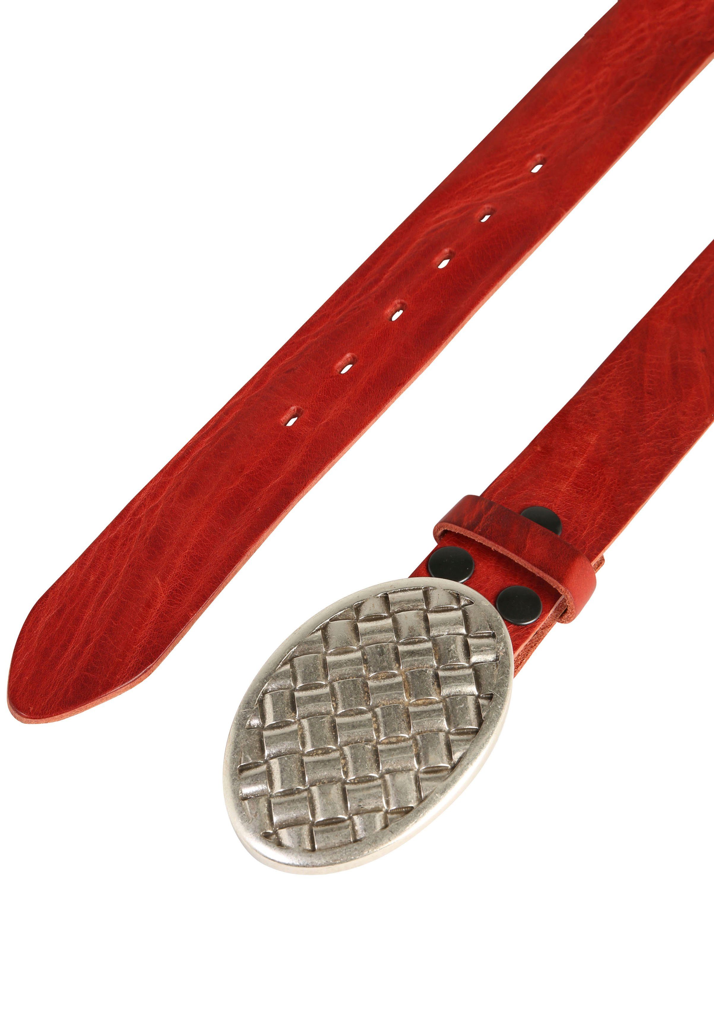 RETTUNGSRING by showroom 019° Leren riem met verwisselbare sluiting "ovaal gevlochten"