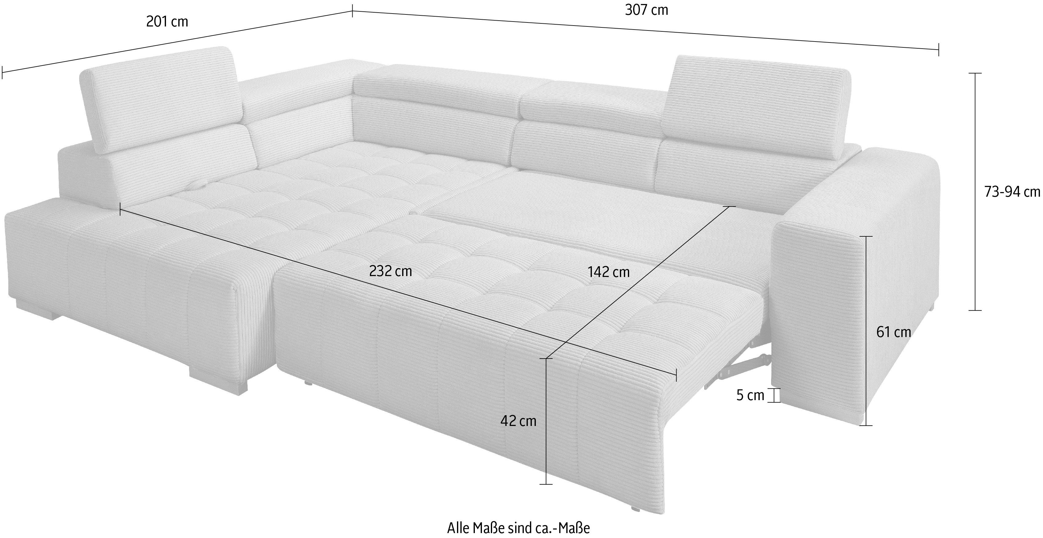 exxpo - sofa fashion Hoekbank Elianos, hoog zitcomfort, verfijnde kruisstepping in de zitting, L-vorm