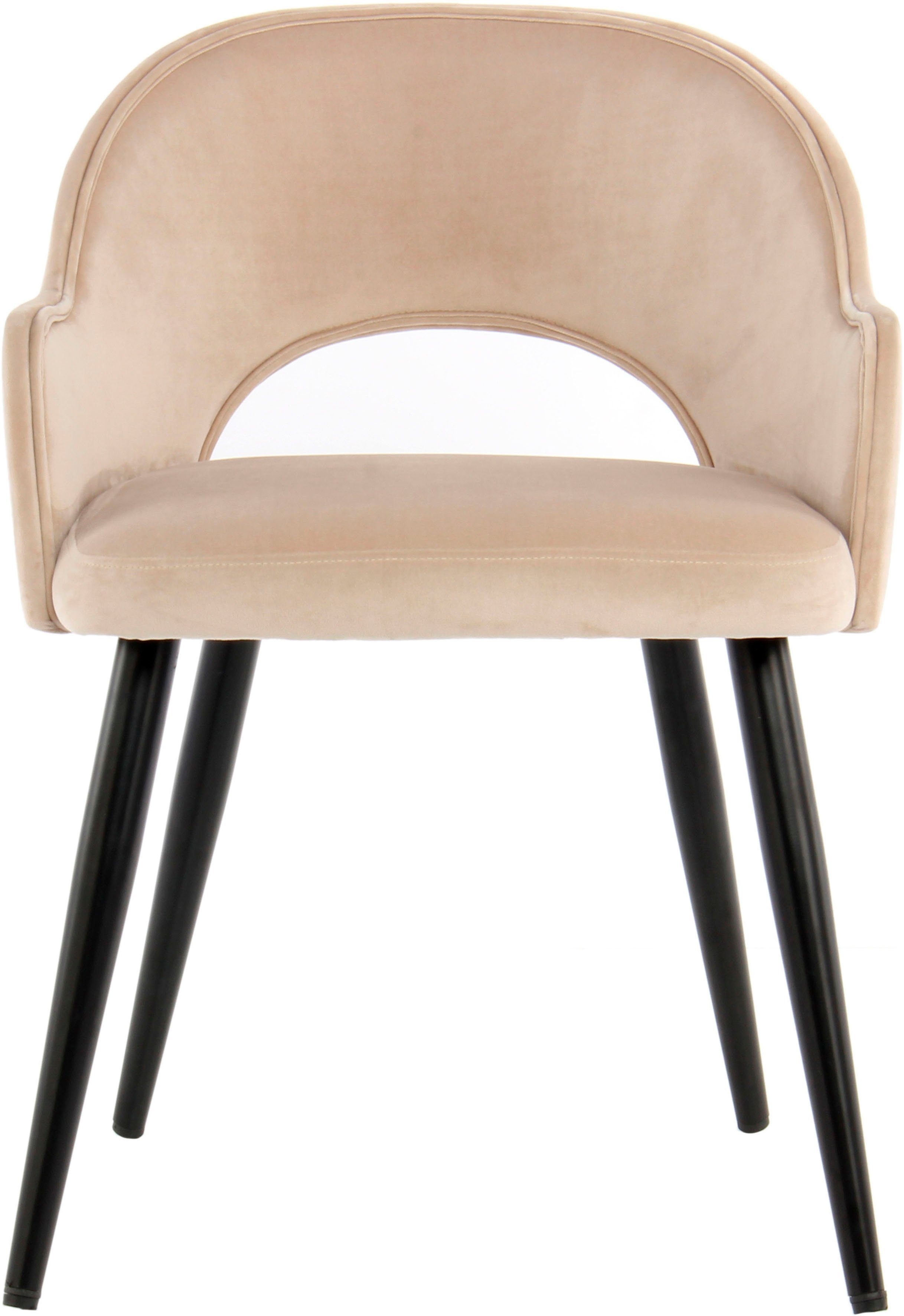 Kayoom Stoel Joris 110 2-delige set, effen ontwerp, met retro-karakter met armleuning, comfortabel, halve maan opening in de rugleuning (set, 2 stuks)