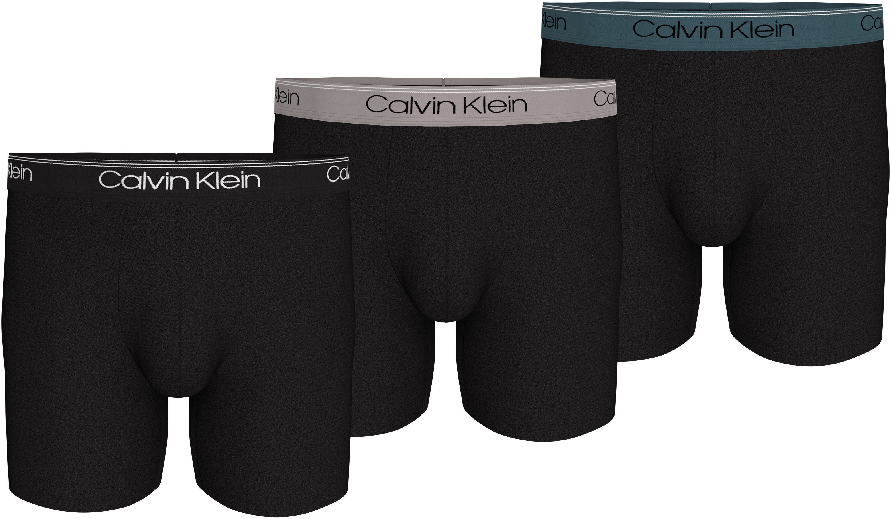 Calvin Klein Boxershort BOXER BRIEF 3PK met langere pijpen & logo-elastische tailleband (Set van 3)