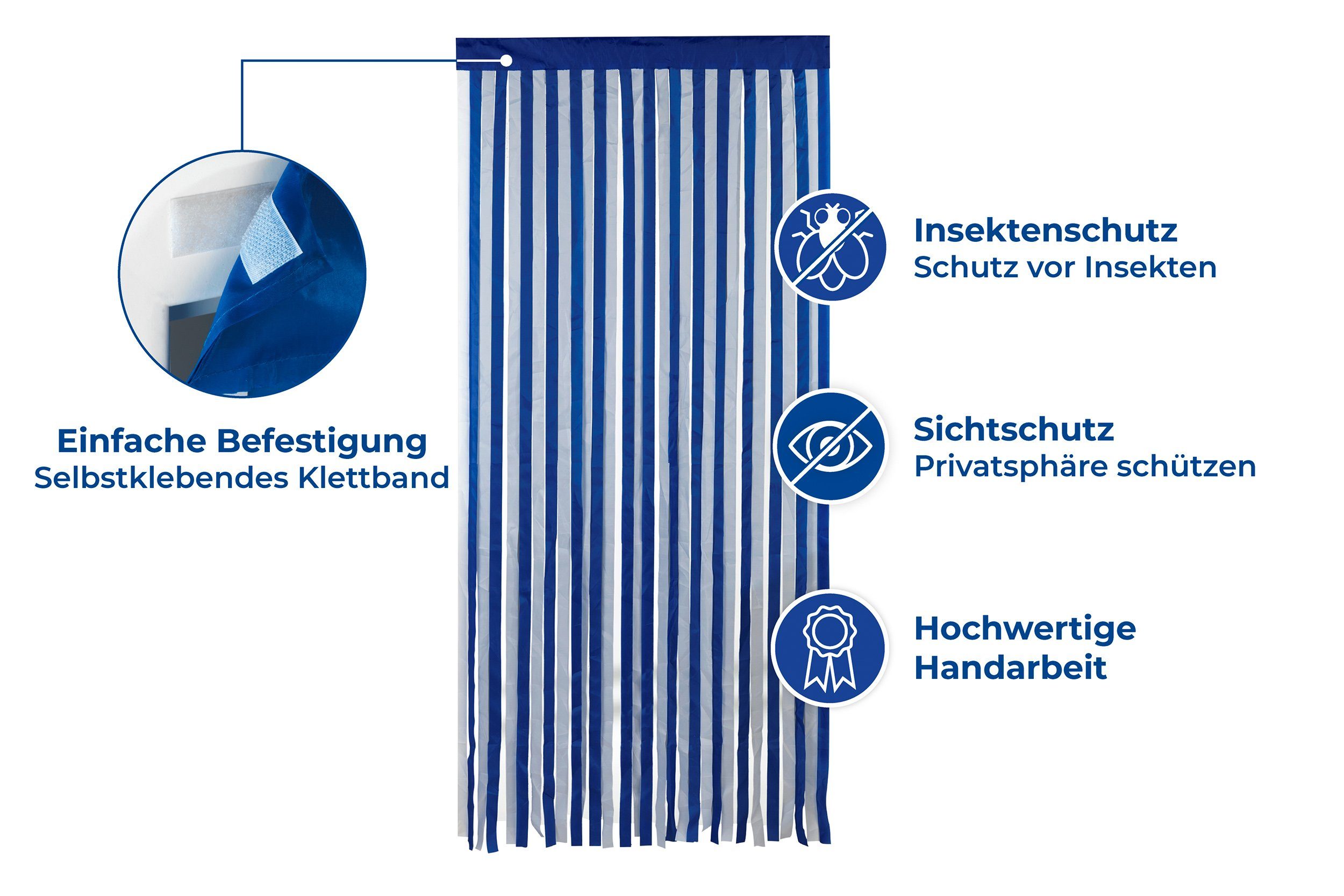 Maximex Deurgordijn Insectenbescherming Blauw/wit, op maat te snijden (1 stuk)