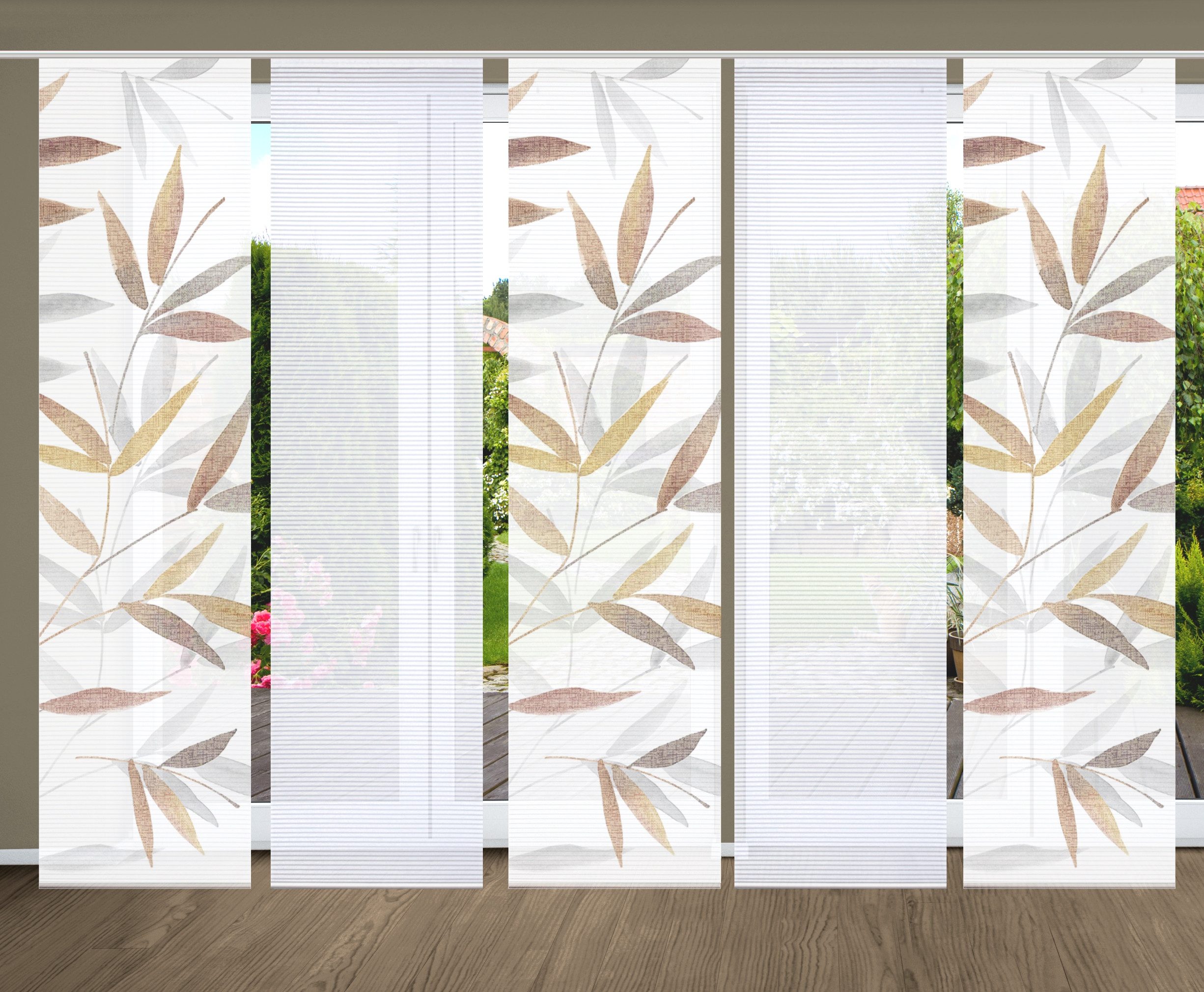 OTTO HOME in green Paneelgordijn RANDOW SET DIGITALE PRINT, BAMBOELOOK GERECYCLED (5 stuks) paneelgordijnen multicolor