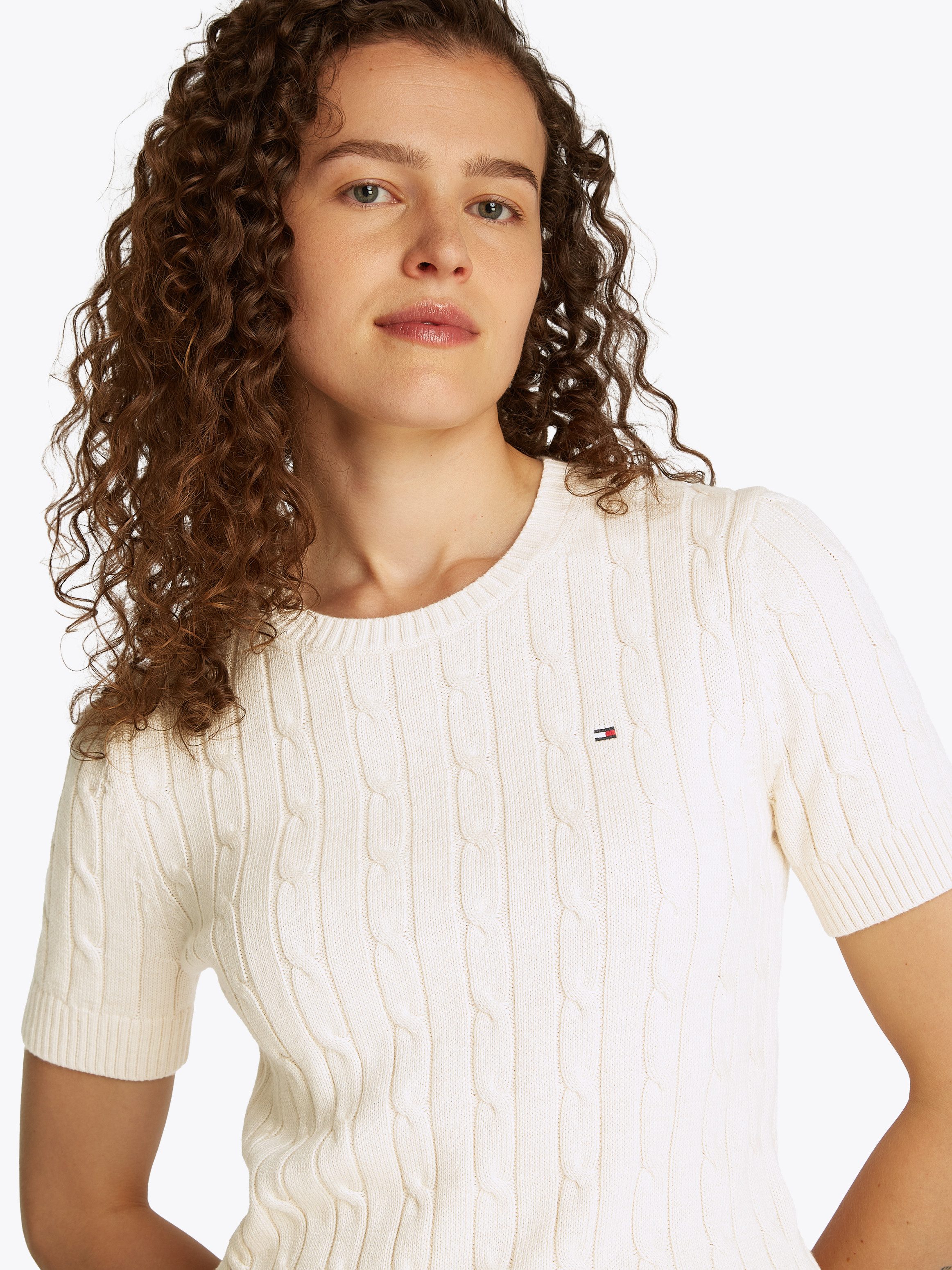 Tommy Hilfiger Trui met korte mouwen 1985 CO MINI CABLE C-NK SS SWT