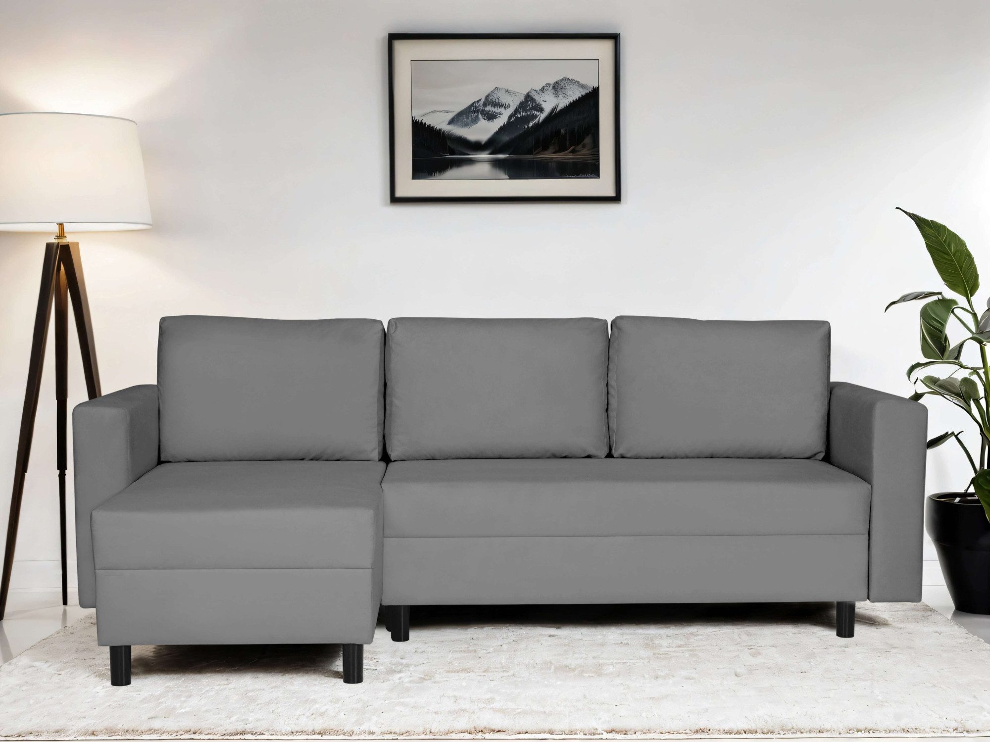 INOSIGN Hoekbank GLENOE slaapbank met bedlade, ottomane aan beide zijden te monteren L-vorm, afmetingen B/D/H: 230/135/84,5 cm, velvet & zachte