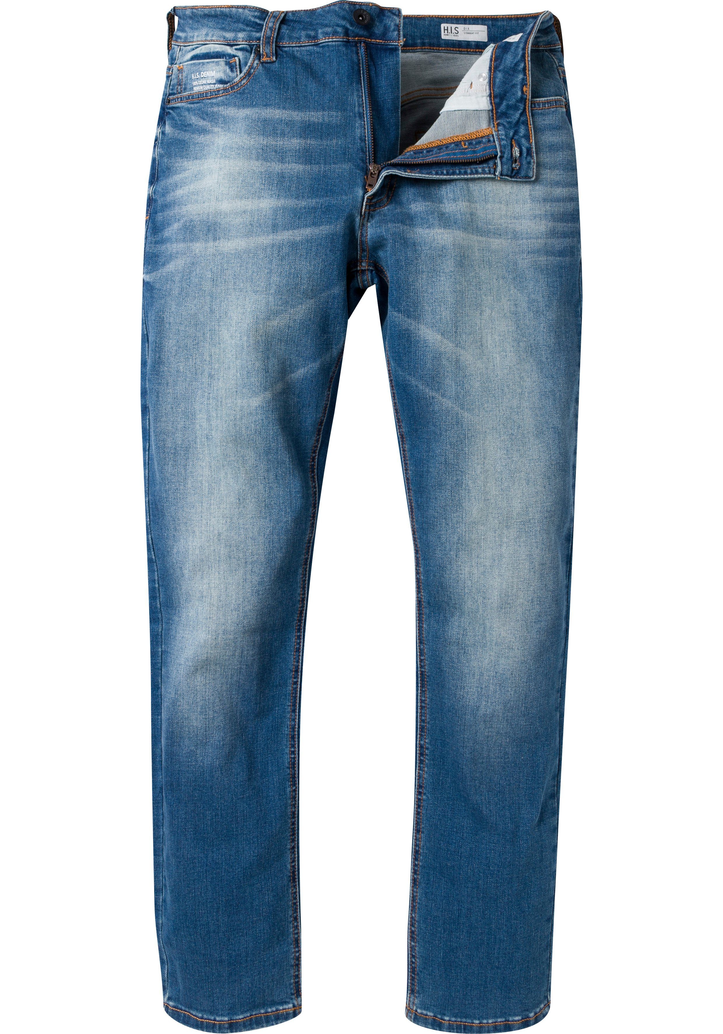 H.I.S Straight jeans DIX rechte pasvorm, lage taille, used-wassing