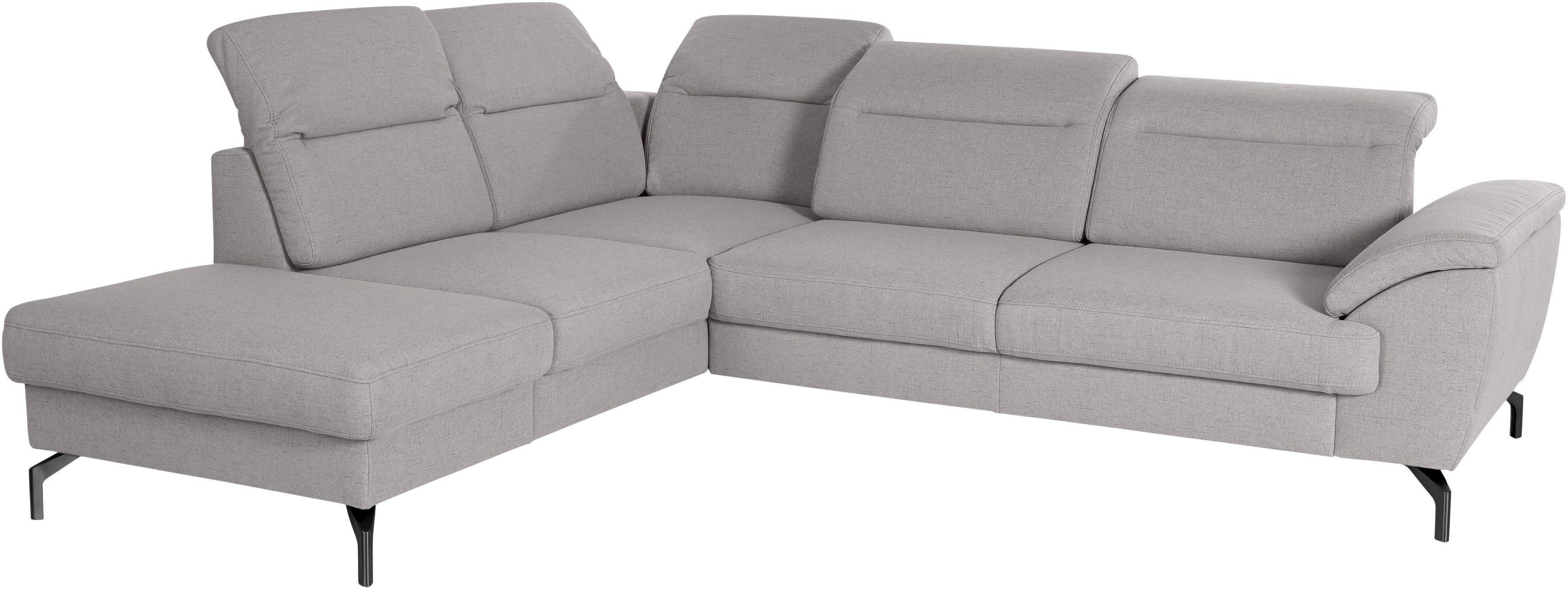 sit&more Hoekbank Percy L-vorm 15 cm poothoogte, zitdiepteverstelling, naar keuze in 2 pootkleuren