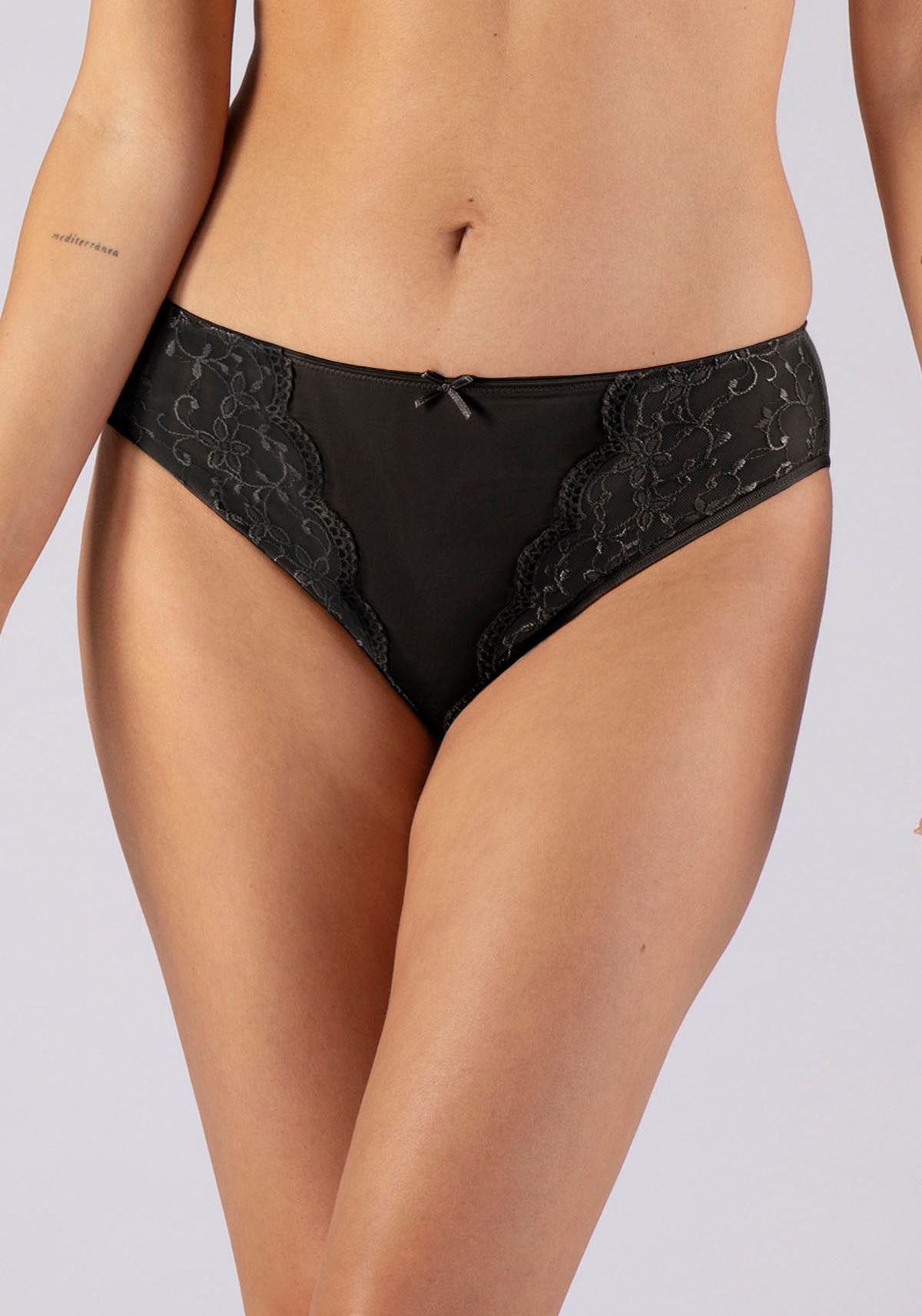 Nina Von C. Jazzpants SILVER EDITION met bloemige kant-inzetten en satijnen sierstrik (2 stuks Set van 2)