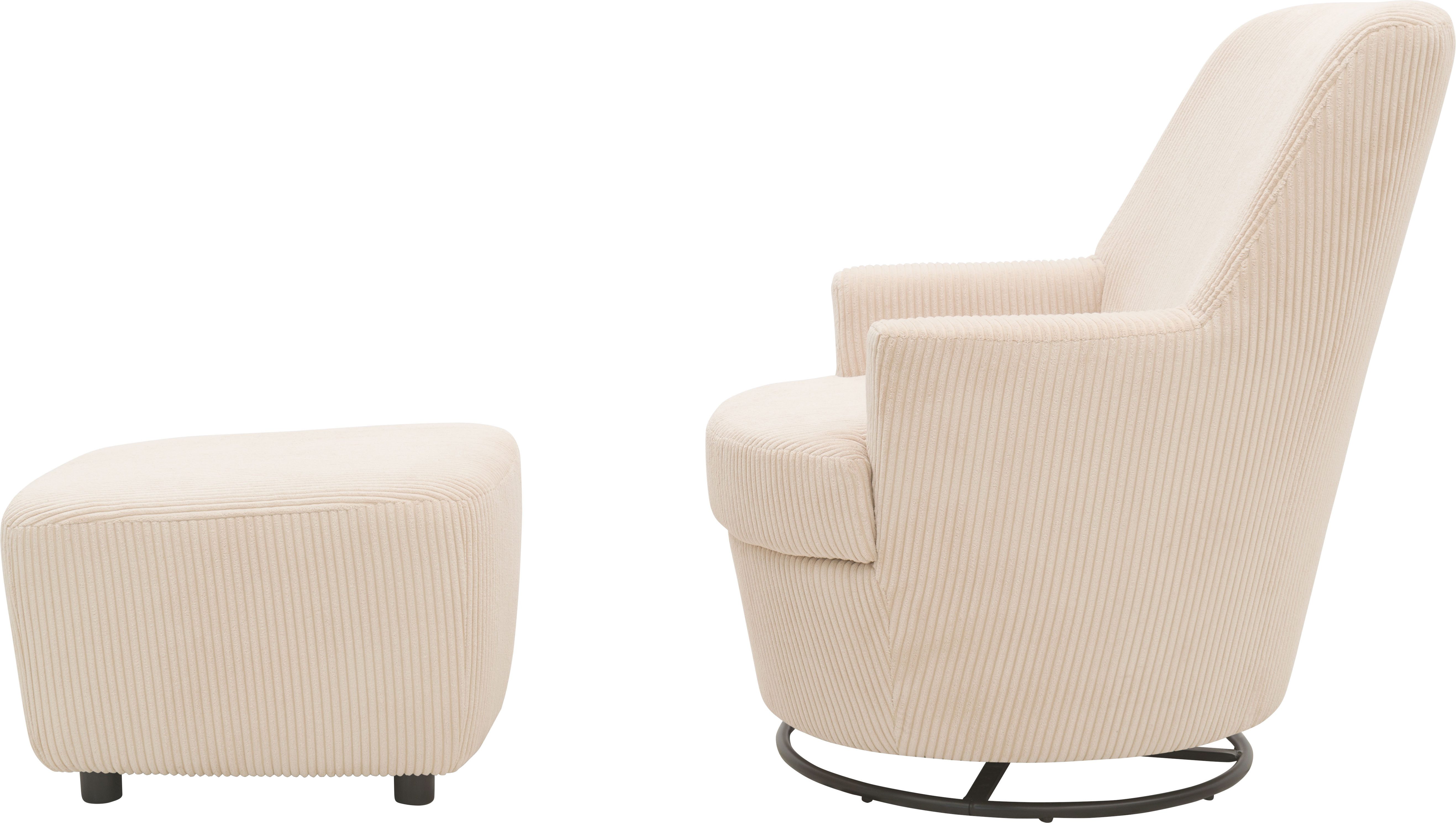 INOSIGN Draaibare fauteuil Hetty, draaistoel met kantelfunctie en poef, leesstoel, armstoel (set, 2 stuks)