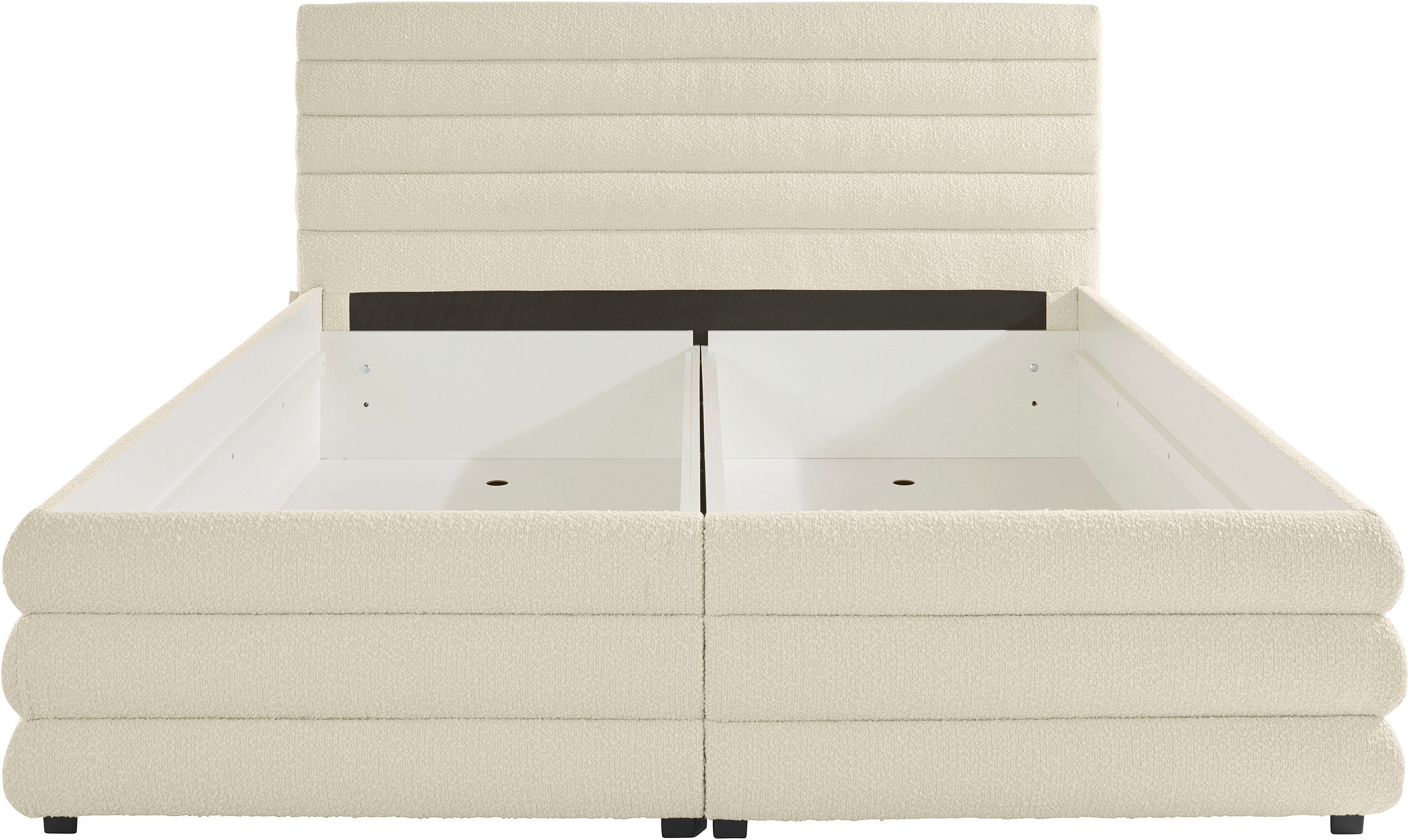 LeGer Home by Lena Gercke Gestoffeerd bed Maylis bouclé naar keuze met en zonder matras en lattenbodem, ook in 200 cm breedte